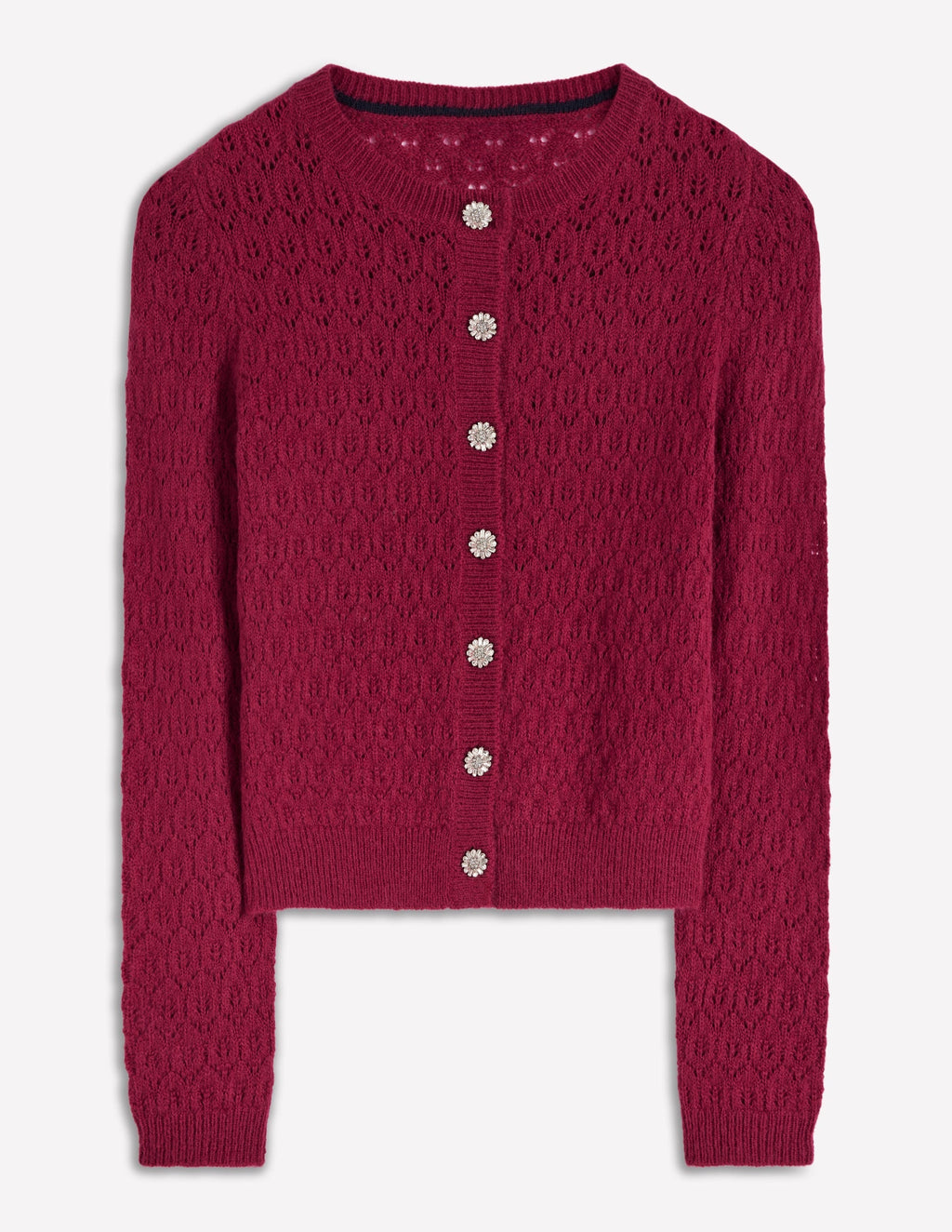 Jewel Button Cardigan-Ruby Red