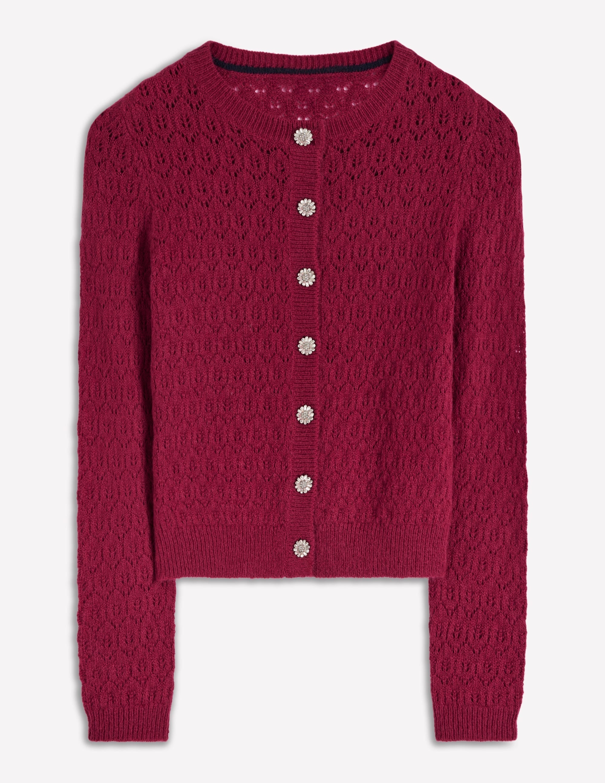 Jewel Button Cardigan-Ruby Red