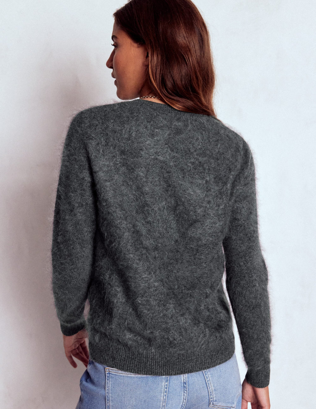 Brushed Cashmere Sweater-Slate Grey