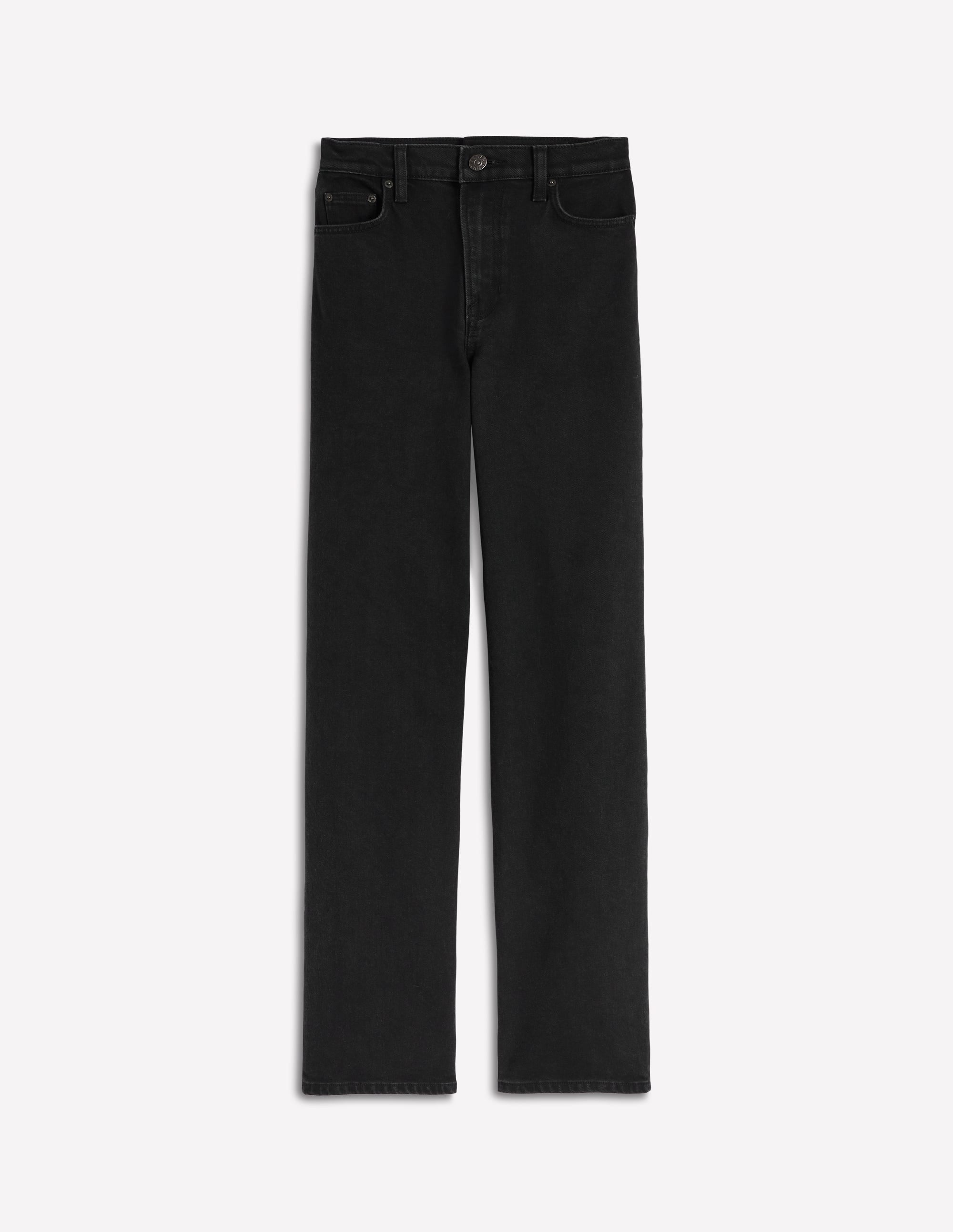 High Rise Column Leg Jeans-Black