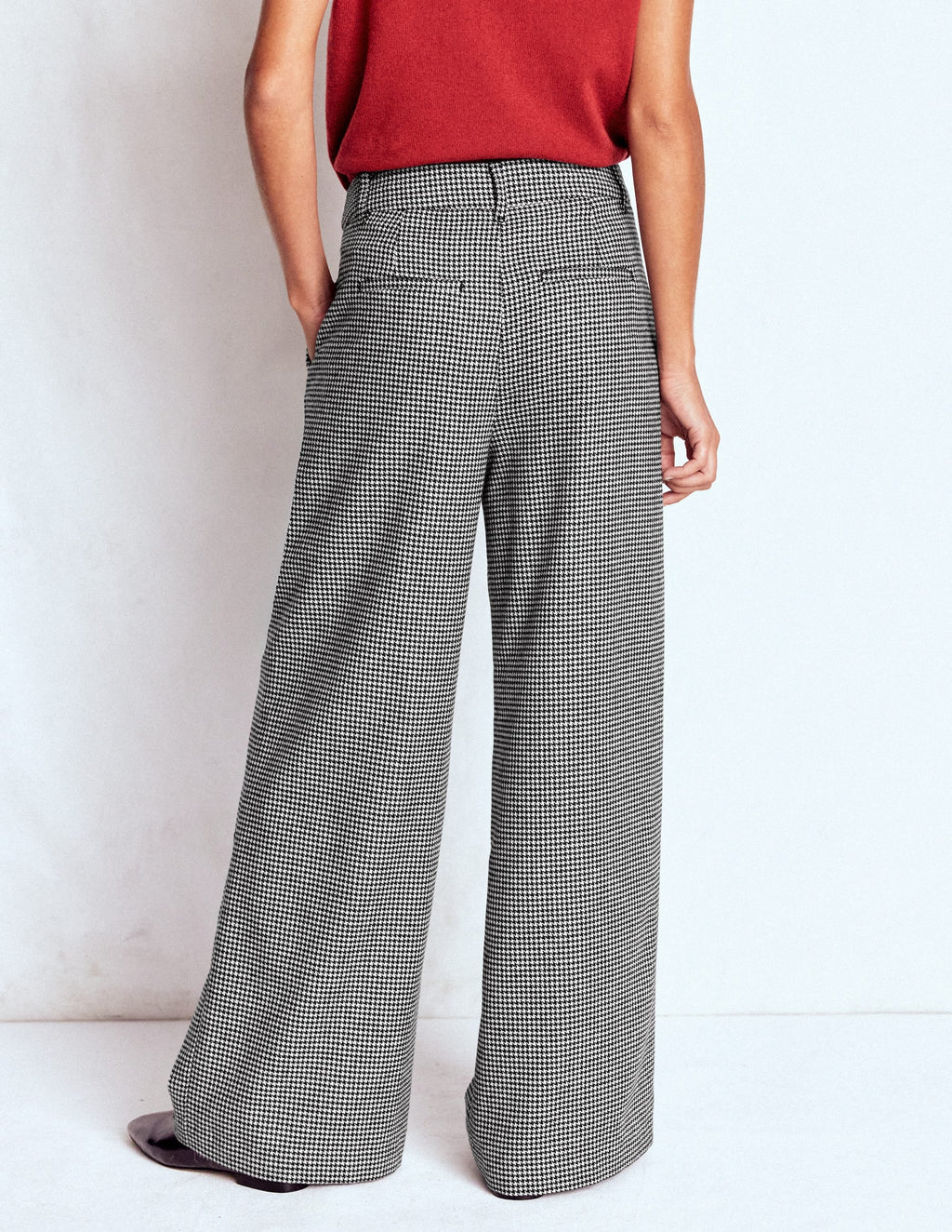Kensington Tailored Pants-Black and Ivory Puppytooth