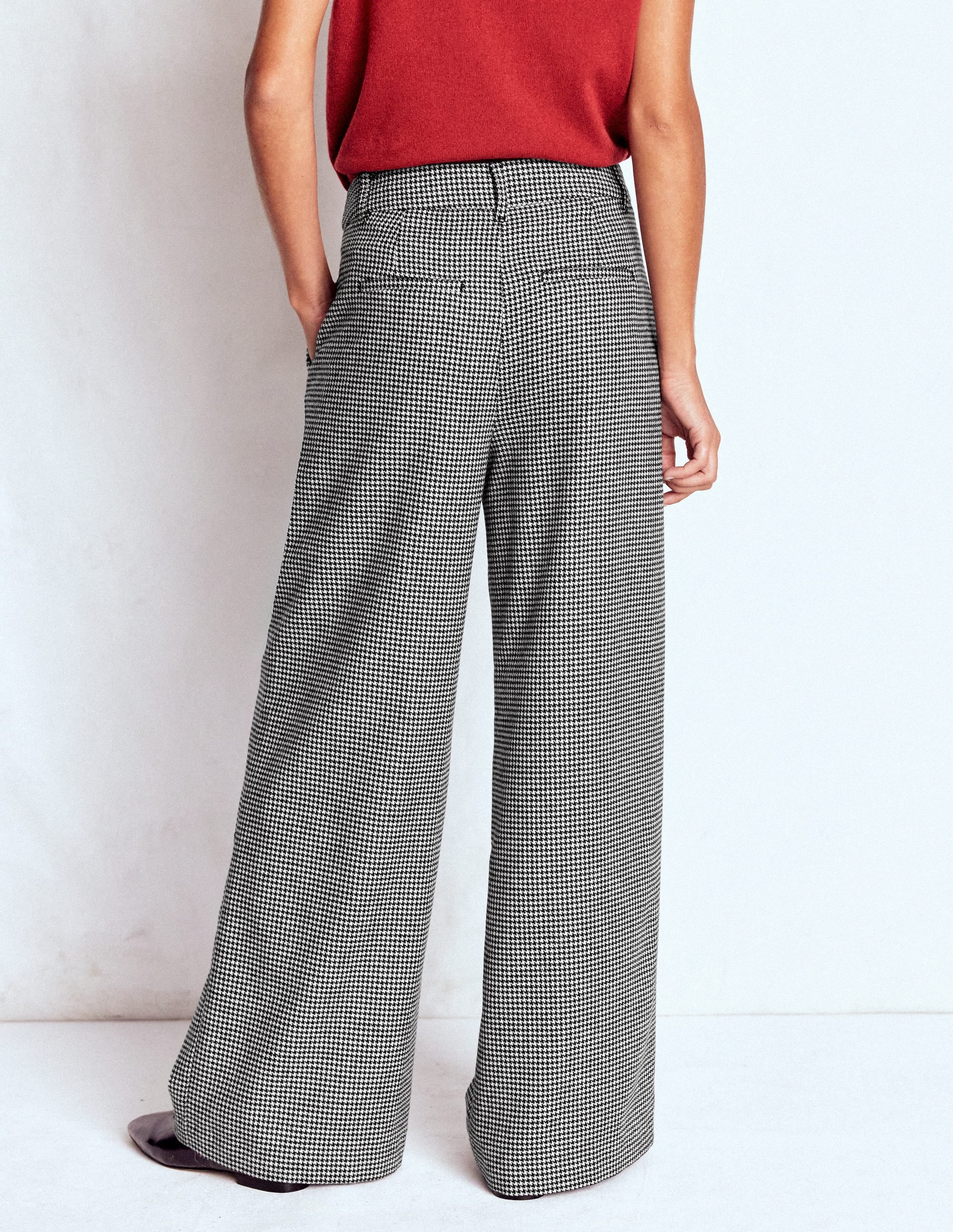 Kensington Tailored Pants-Black and Ivory Puppytooth