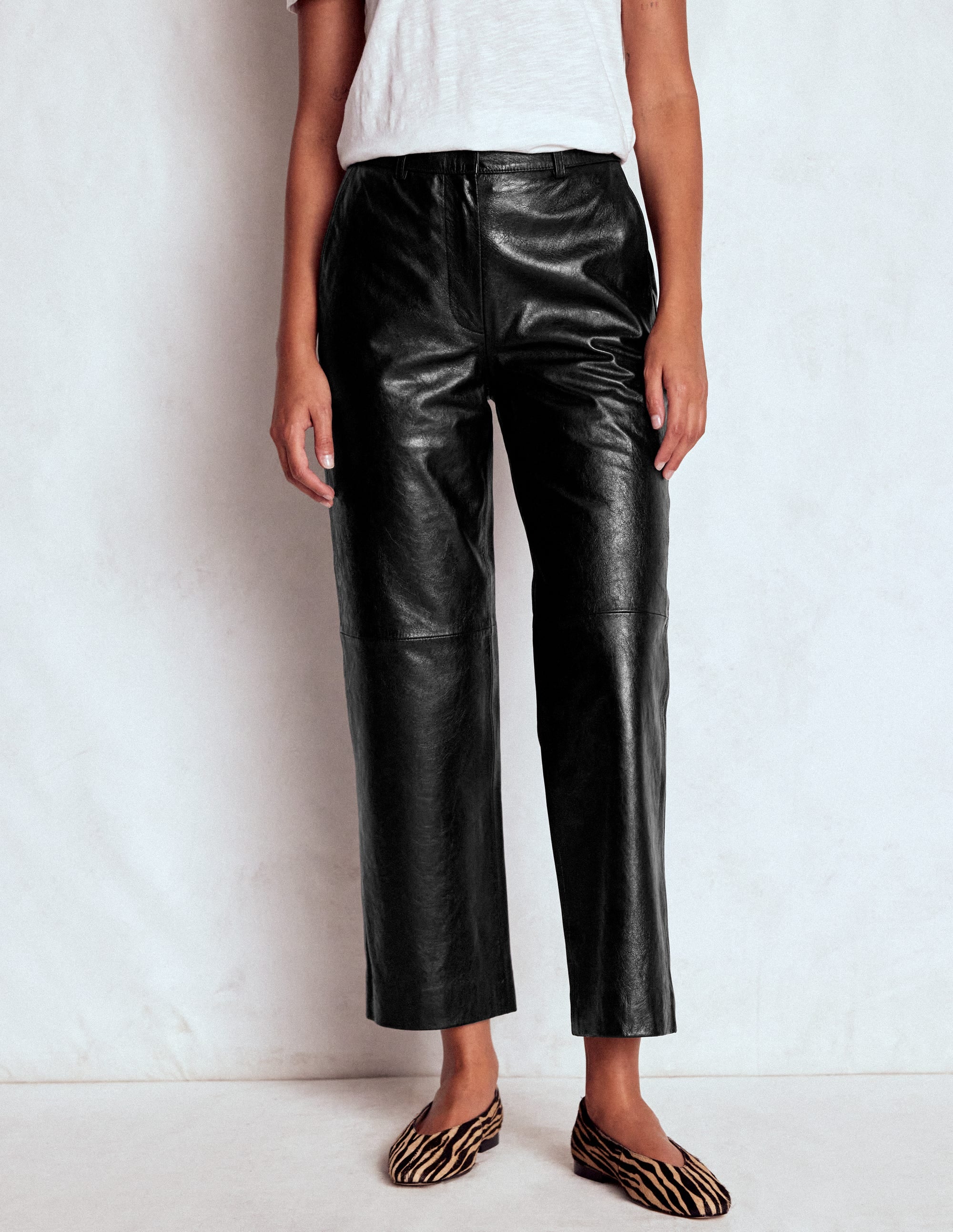 Canonbury Leather Trousers-BLACK