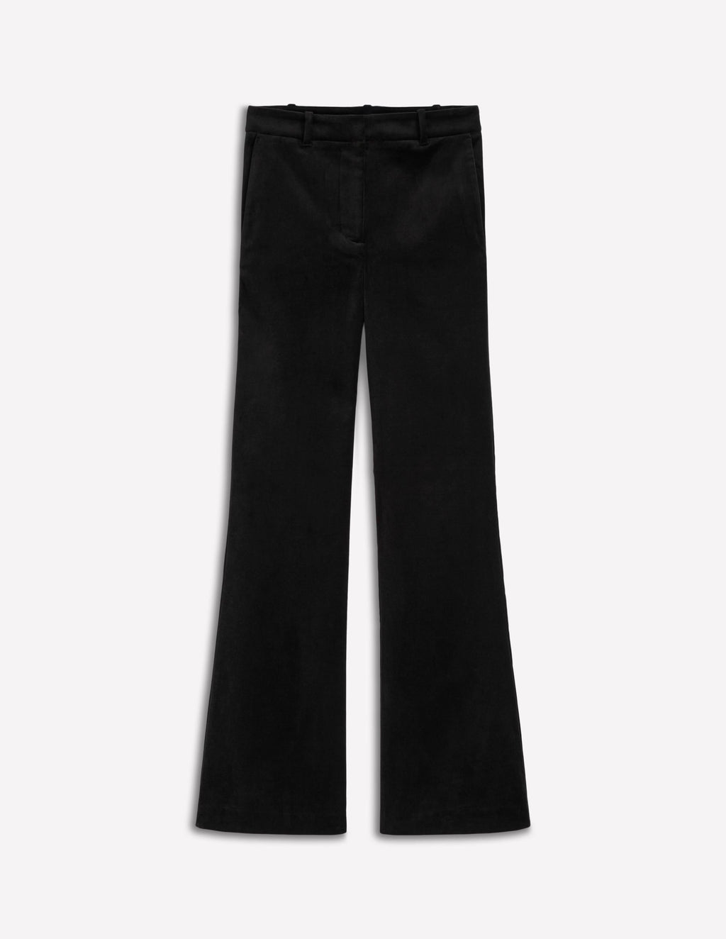 Fitted Velvet Flare Pants-Black