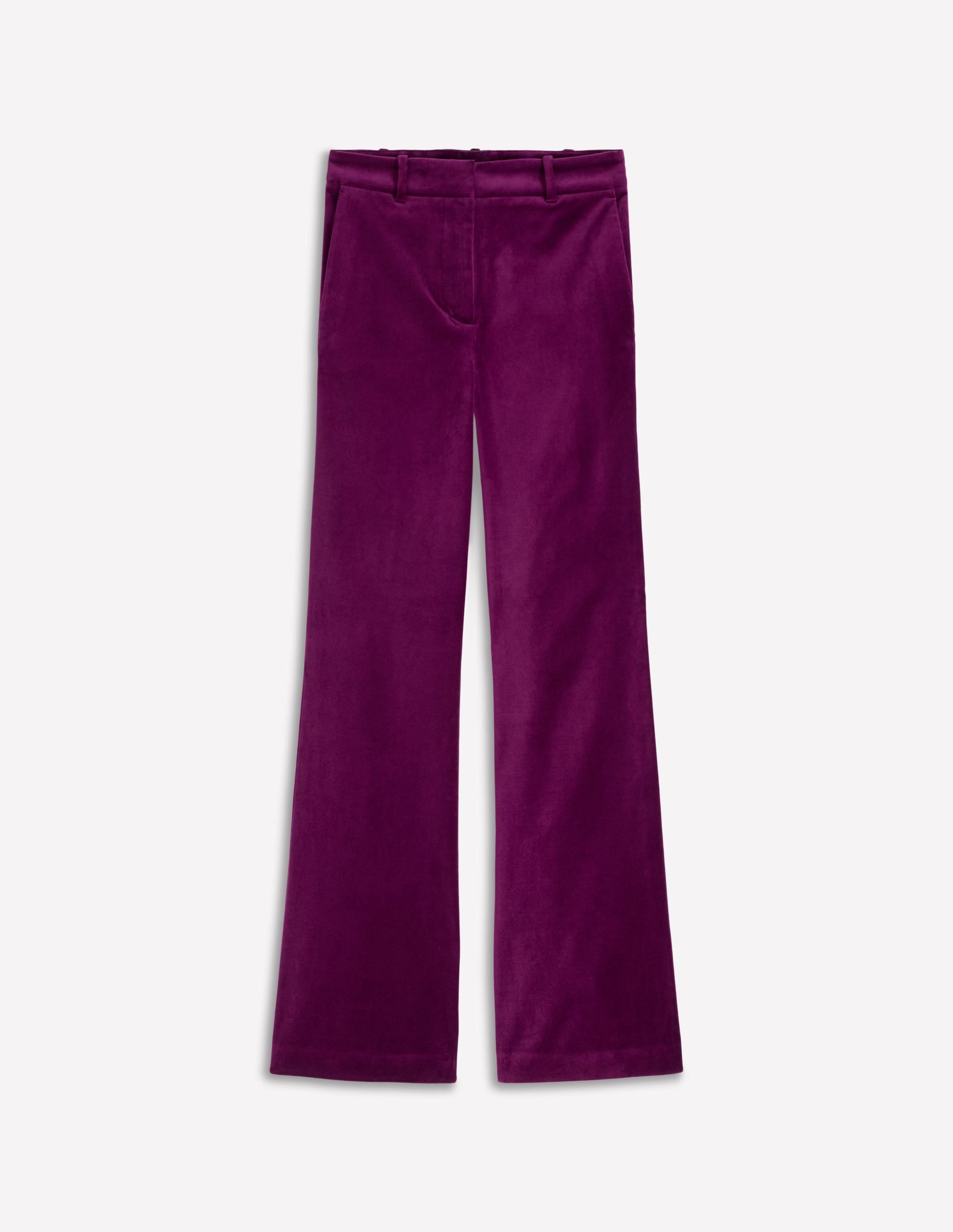 Fitted Velvet Flare Pants-Plum Jam