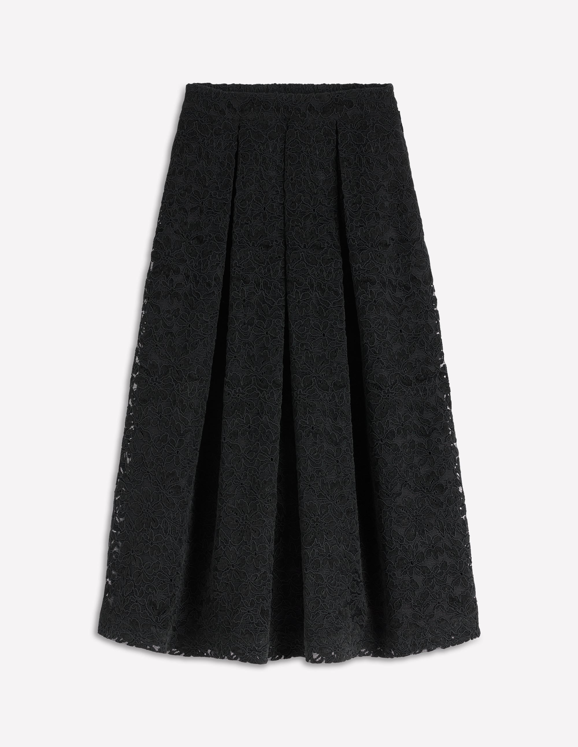 Verity Lace Midi Skirt-Black Lace