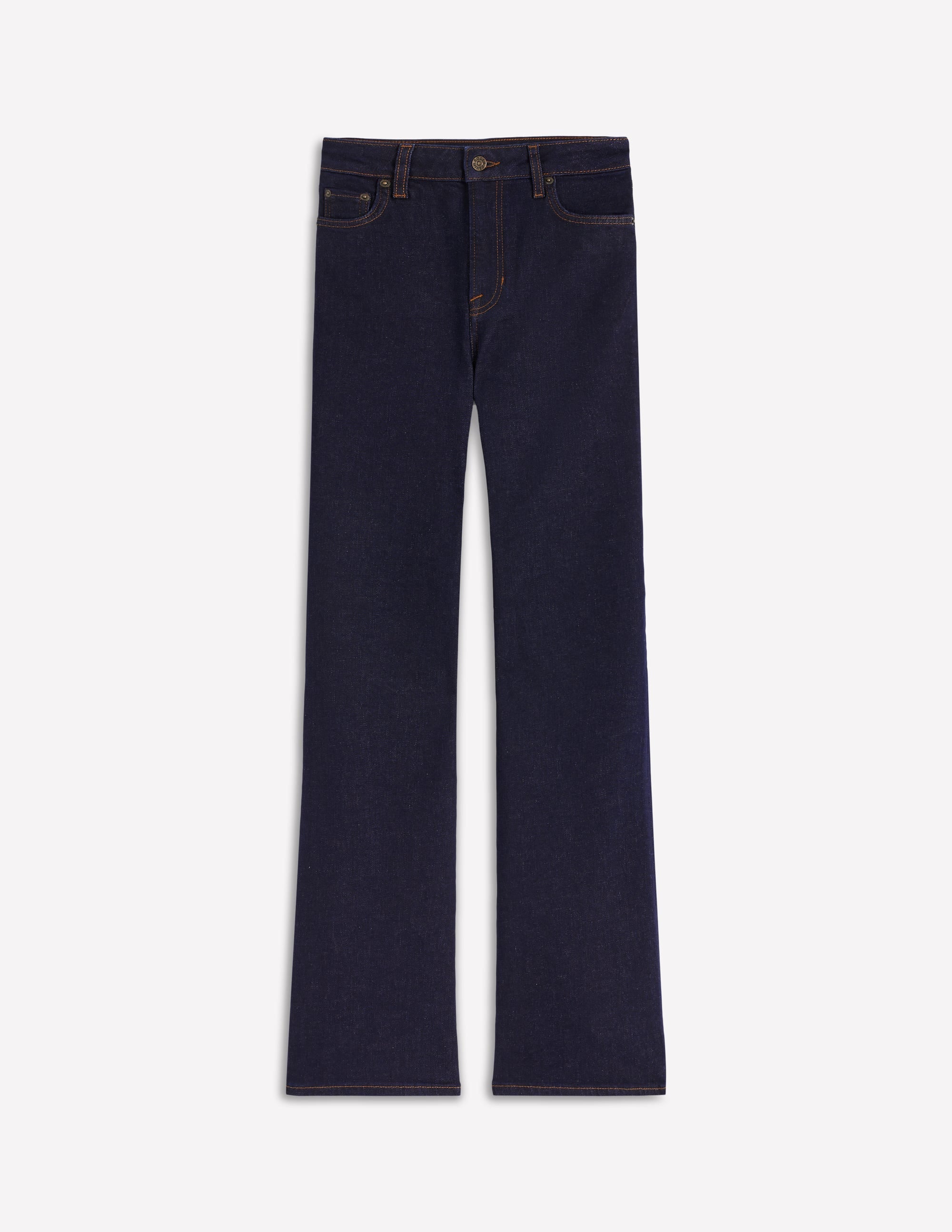 High Rise Fitted Flare Jeans-Indigo