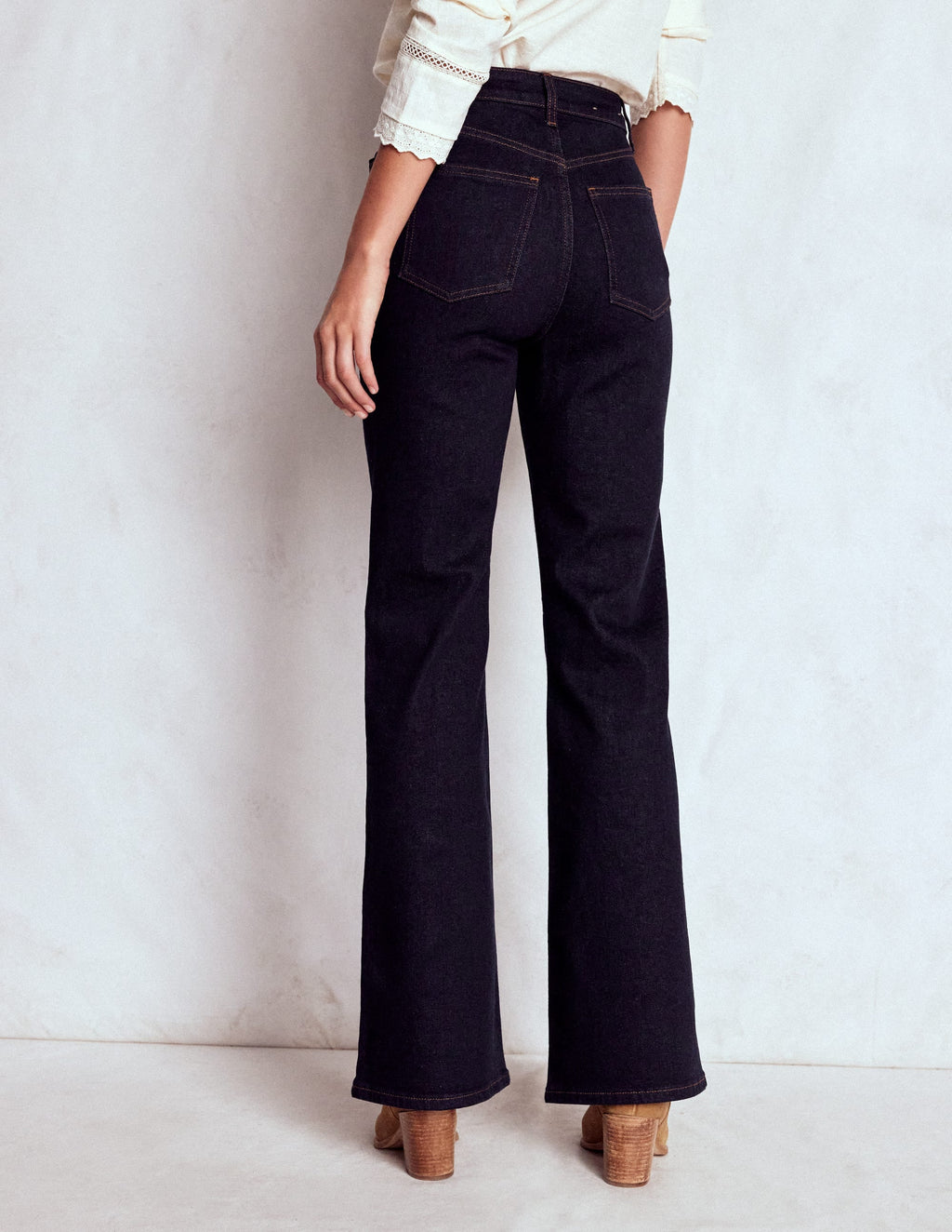 High Rise Fitted Flare Jeans-Indigo