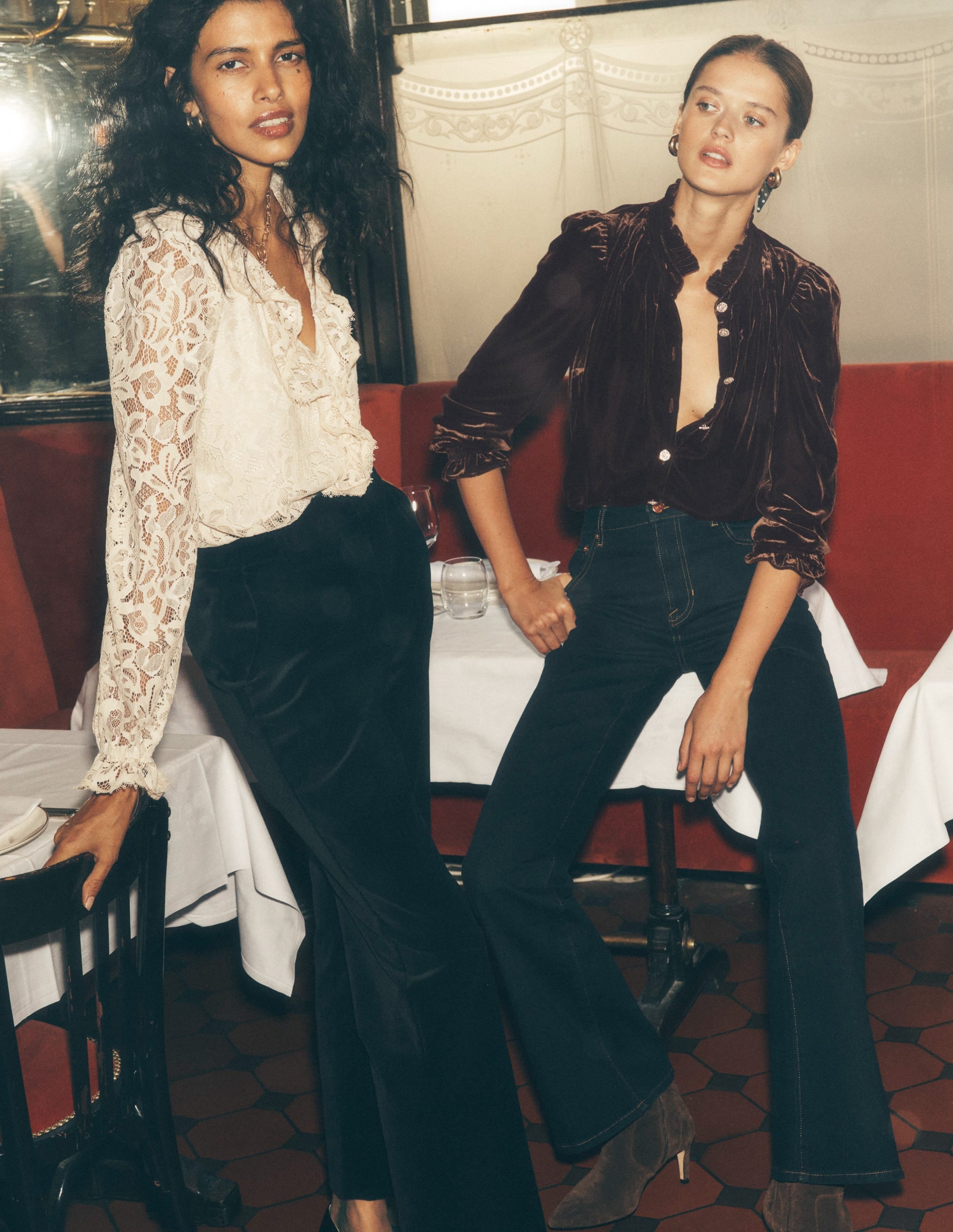 High Rise Fitted Flare Jeans-Indigo