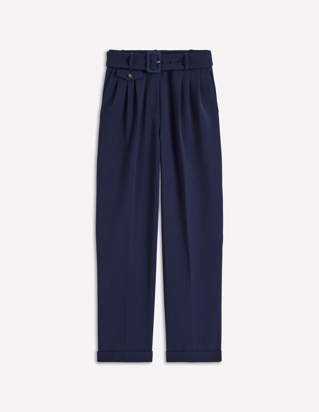 Pleat Front Pants-Navy