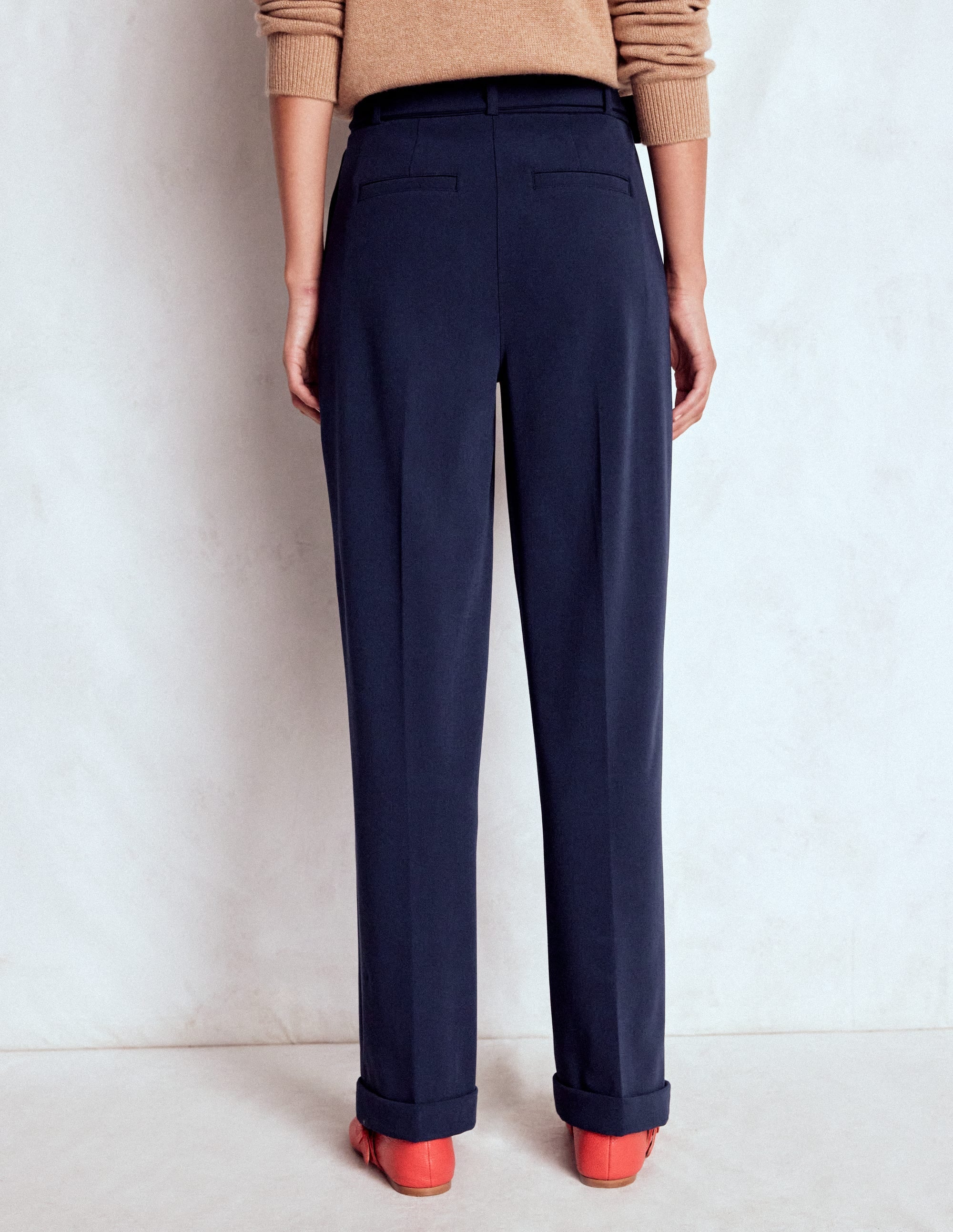 Pleat Front Pants-Navy
