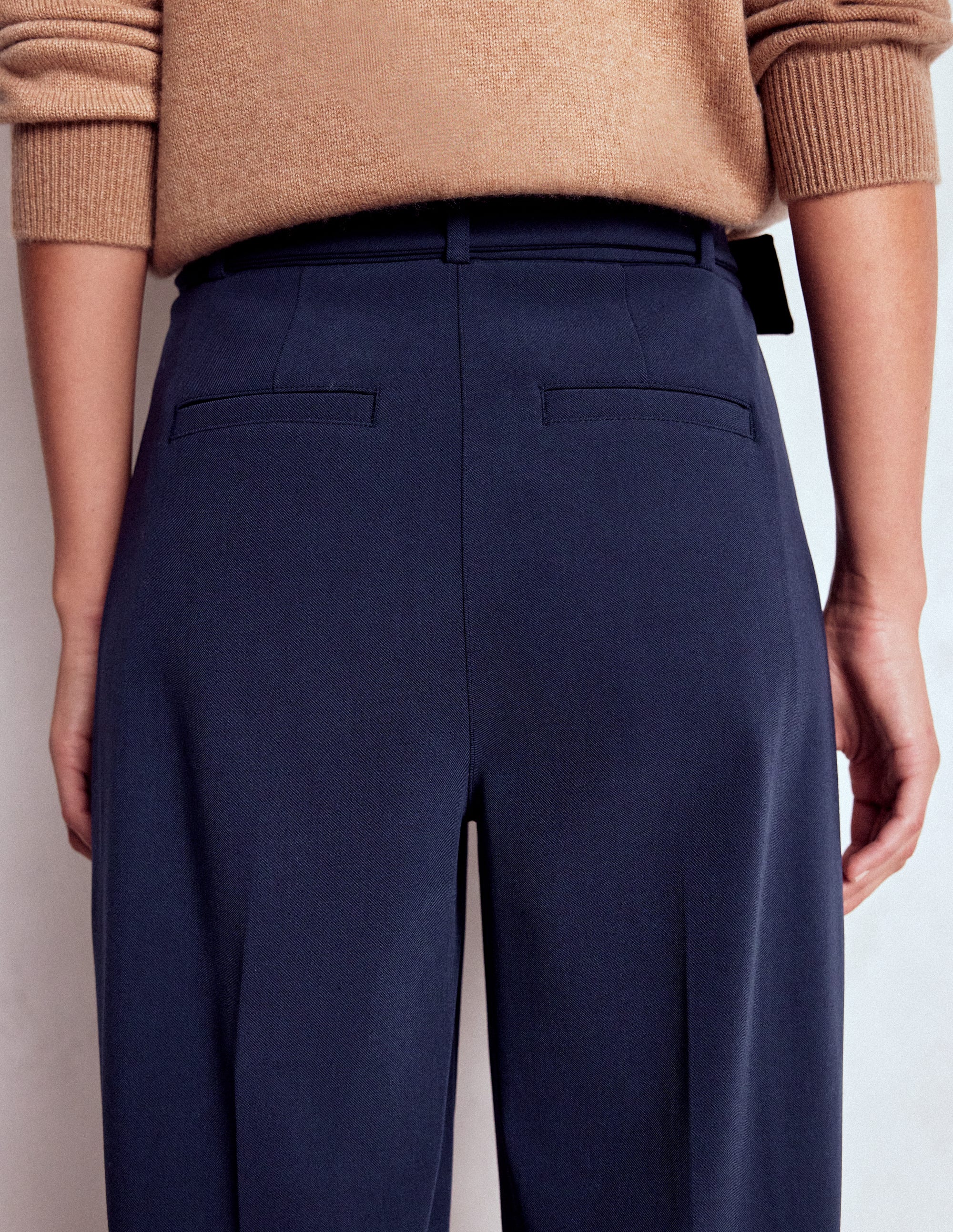 Pleat Front Pants-Navy