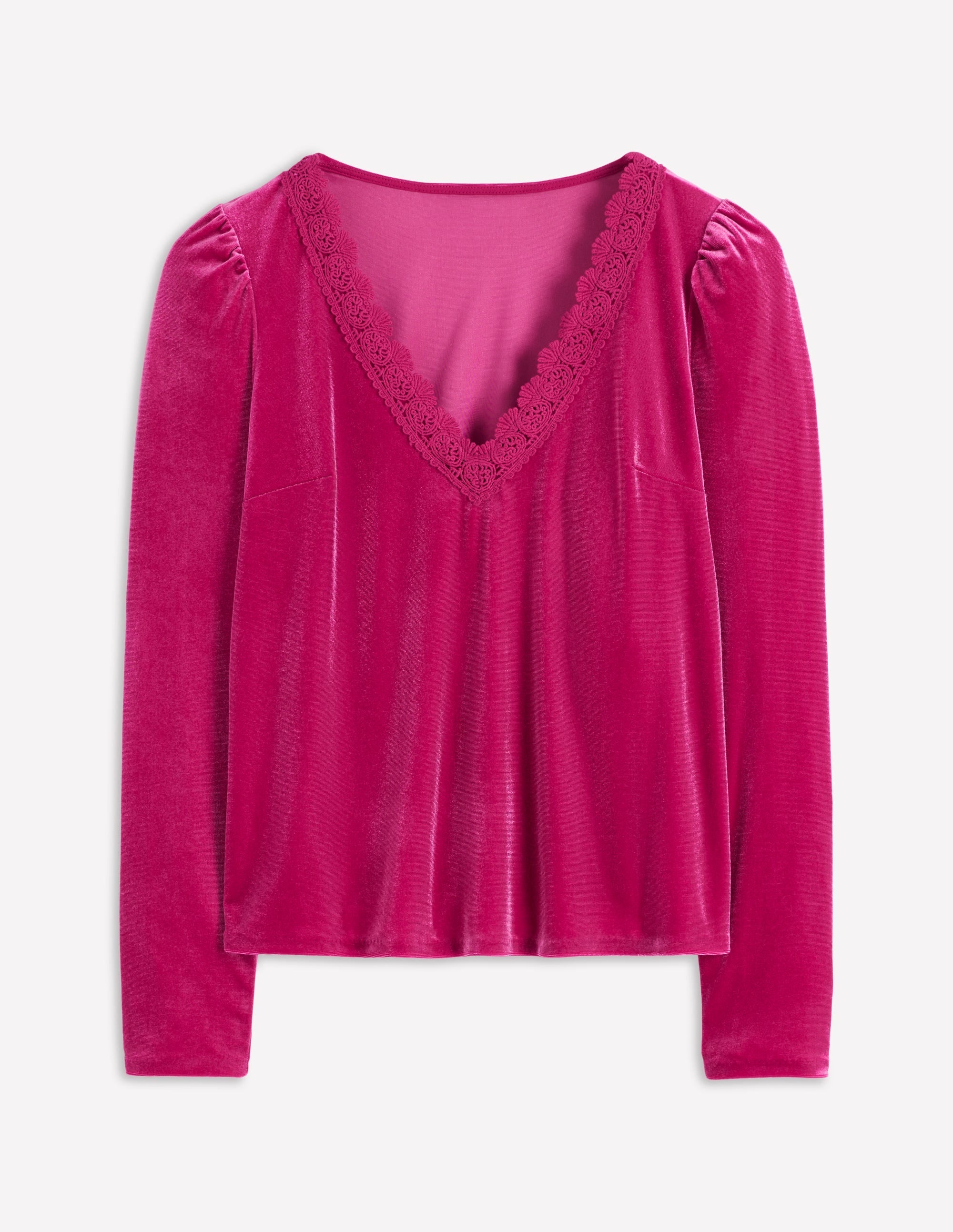 Flora V-Neck Velvet Top-Cherry Jam