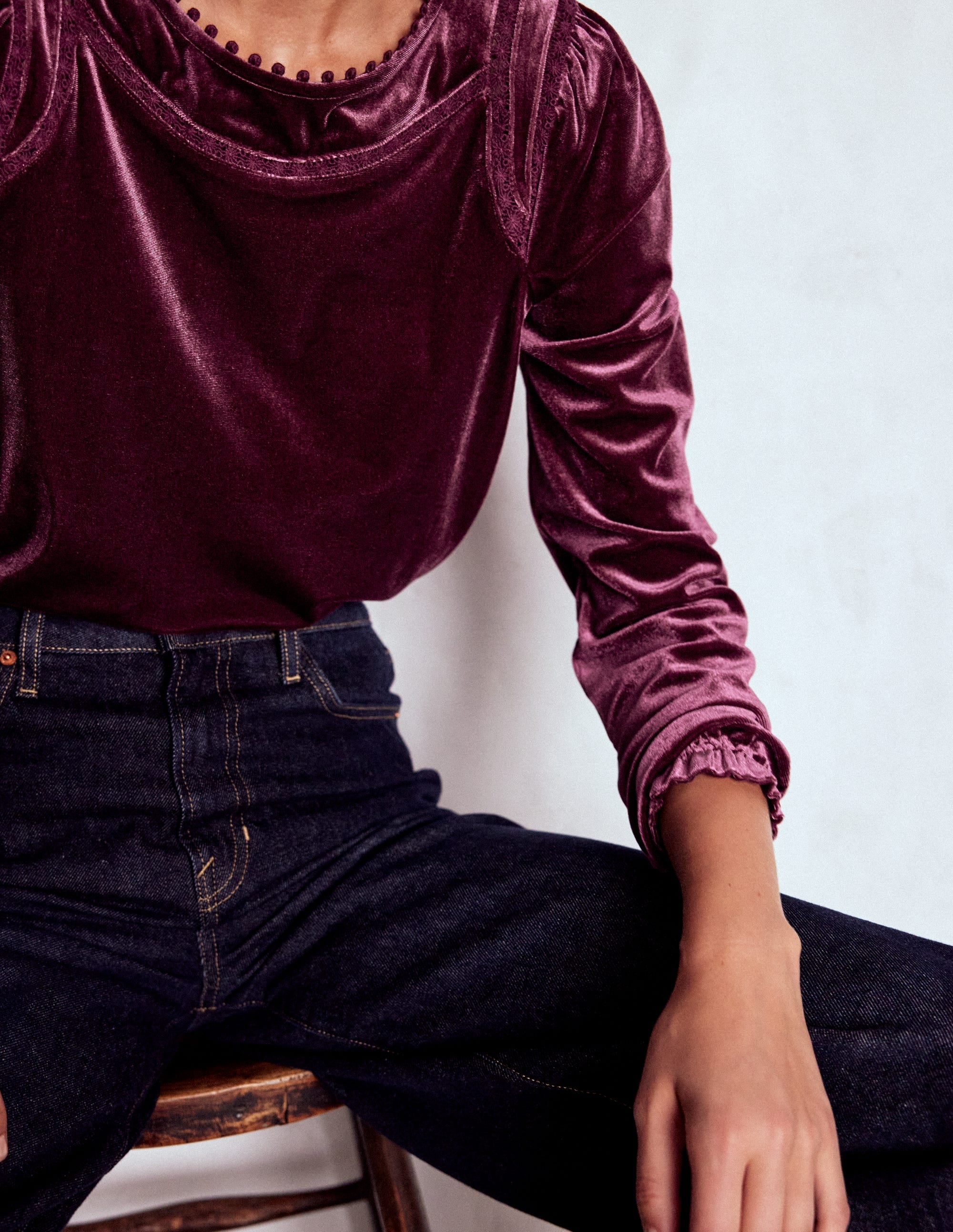 Mila Velvet Top-Deep Wisteria