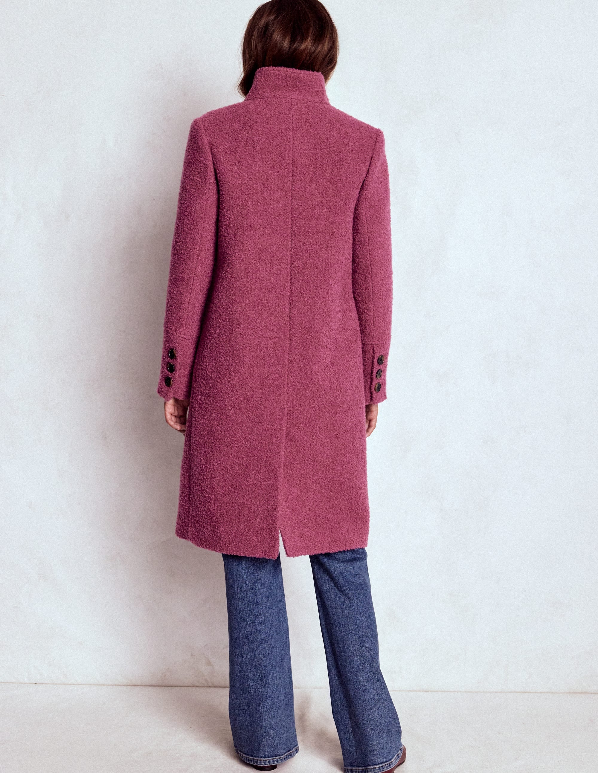 Funnel Neck Coat-Pink Heather
