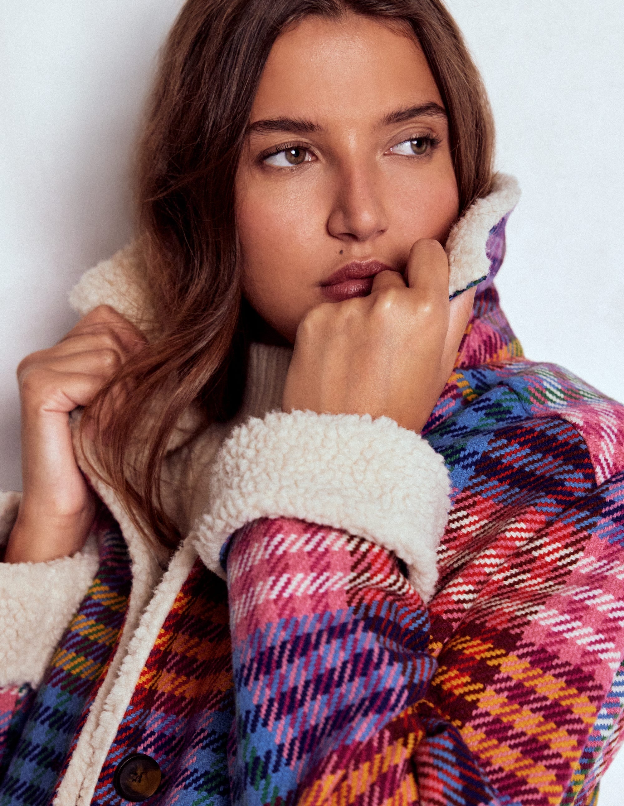 Stirling Check Coat-Rainbow Blanket Multigingham