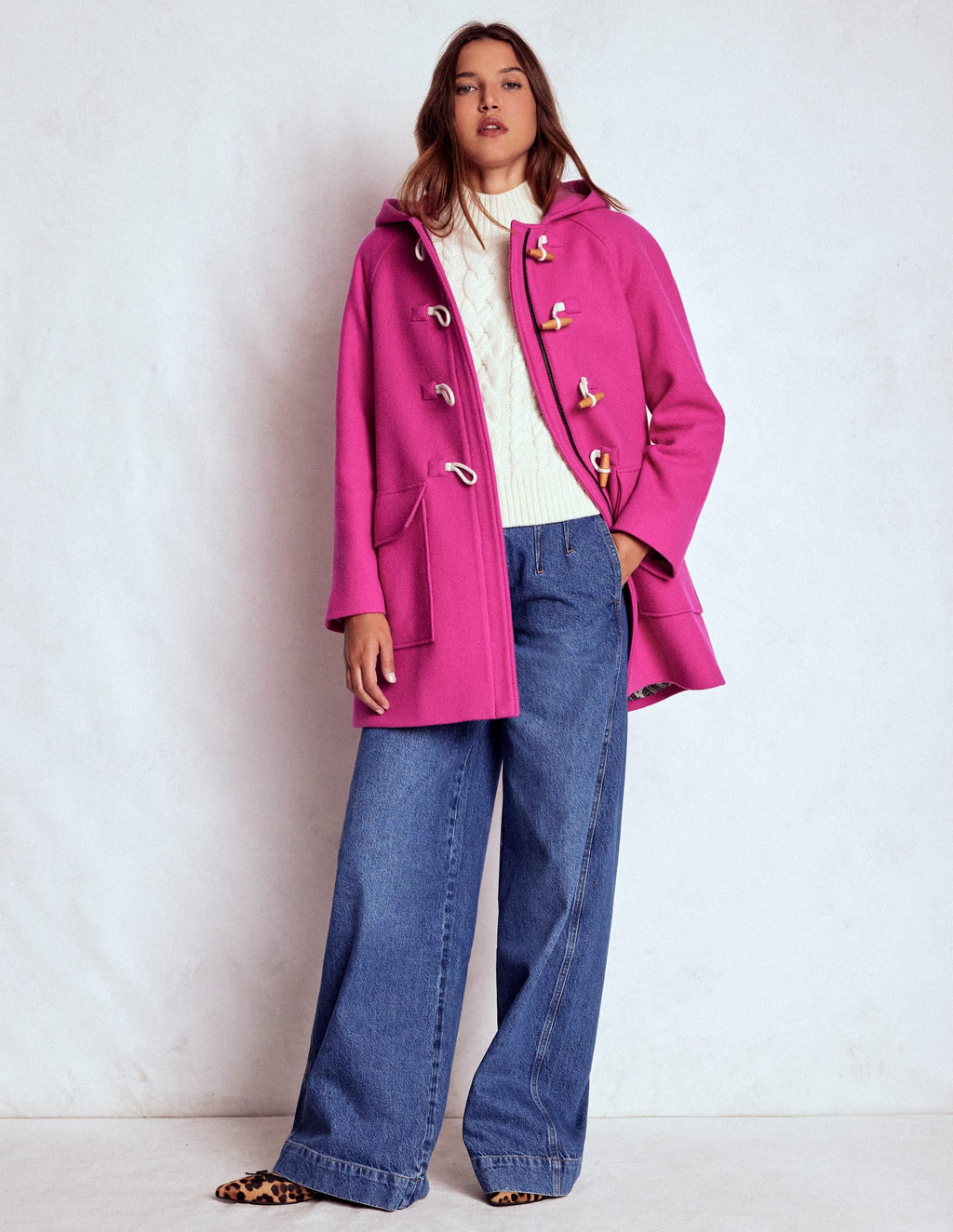 Swing Duffle Coat-Pink Peony