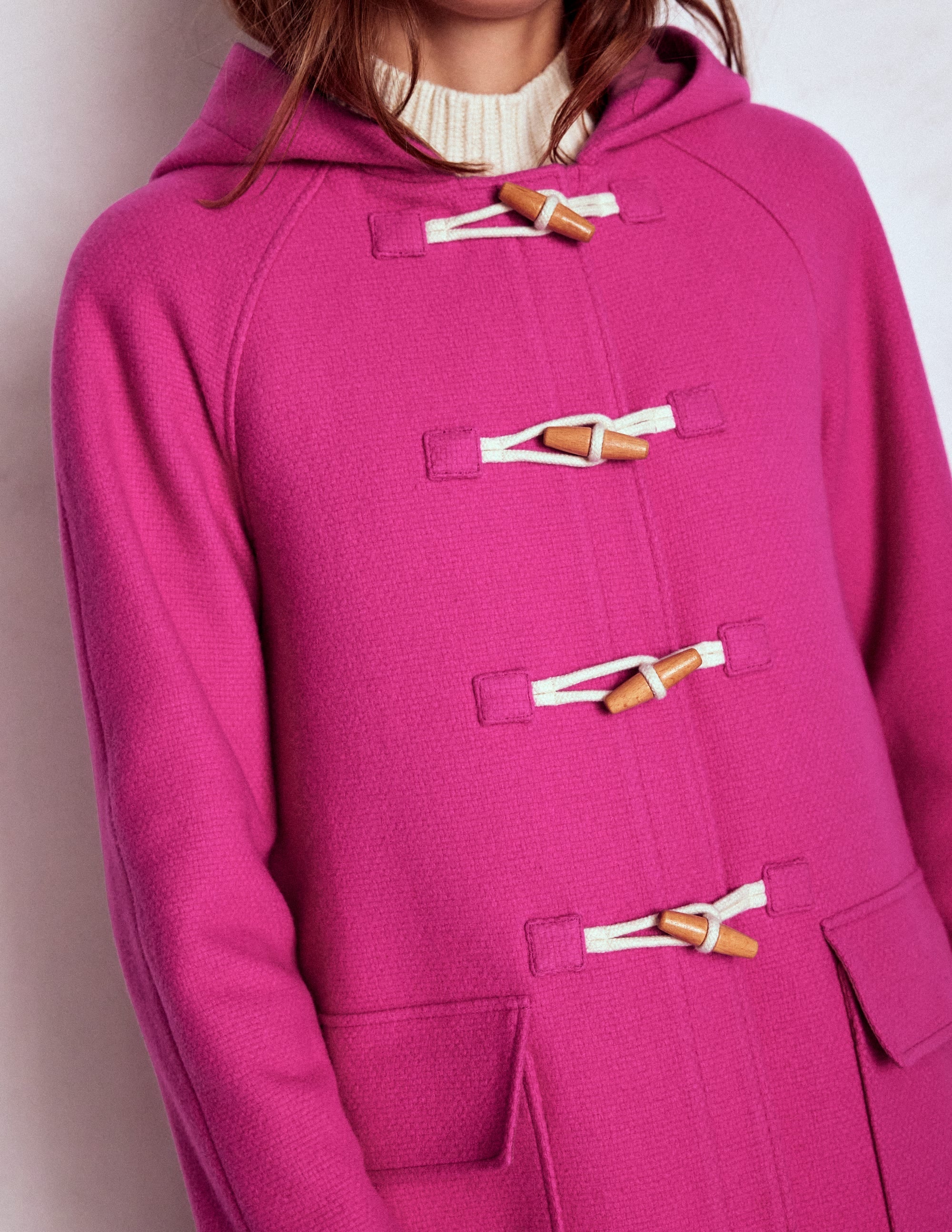 Swing Duffle Coat-Pink Peony