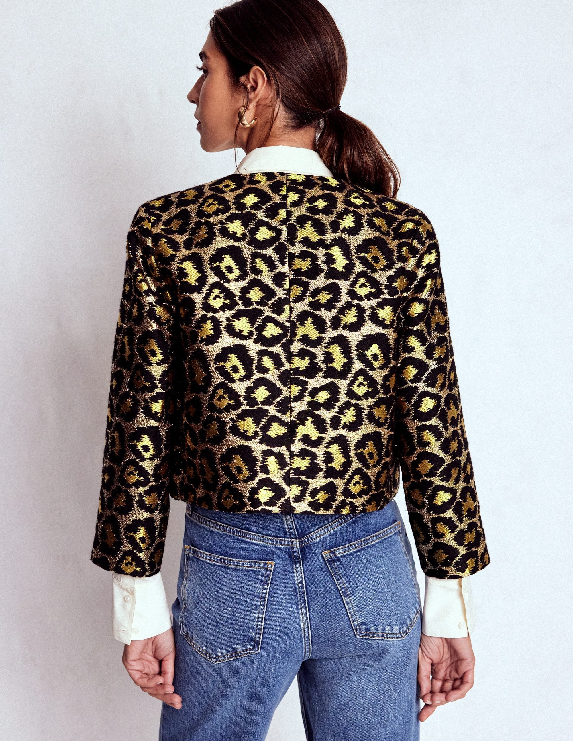 Jacquard Leopard Jacket-Leopard, Lurex Jacquard