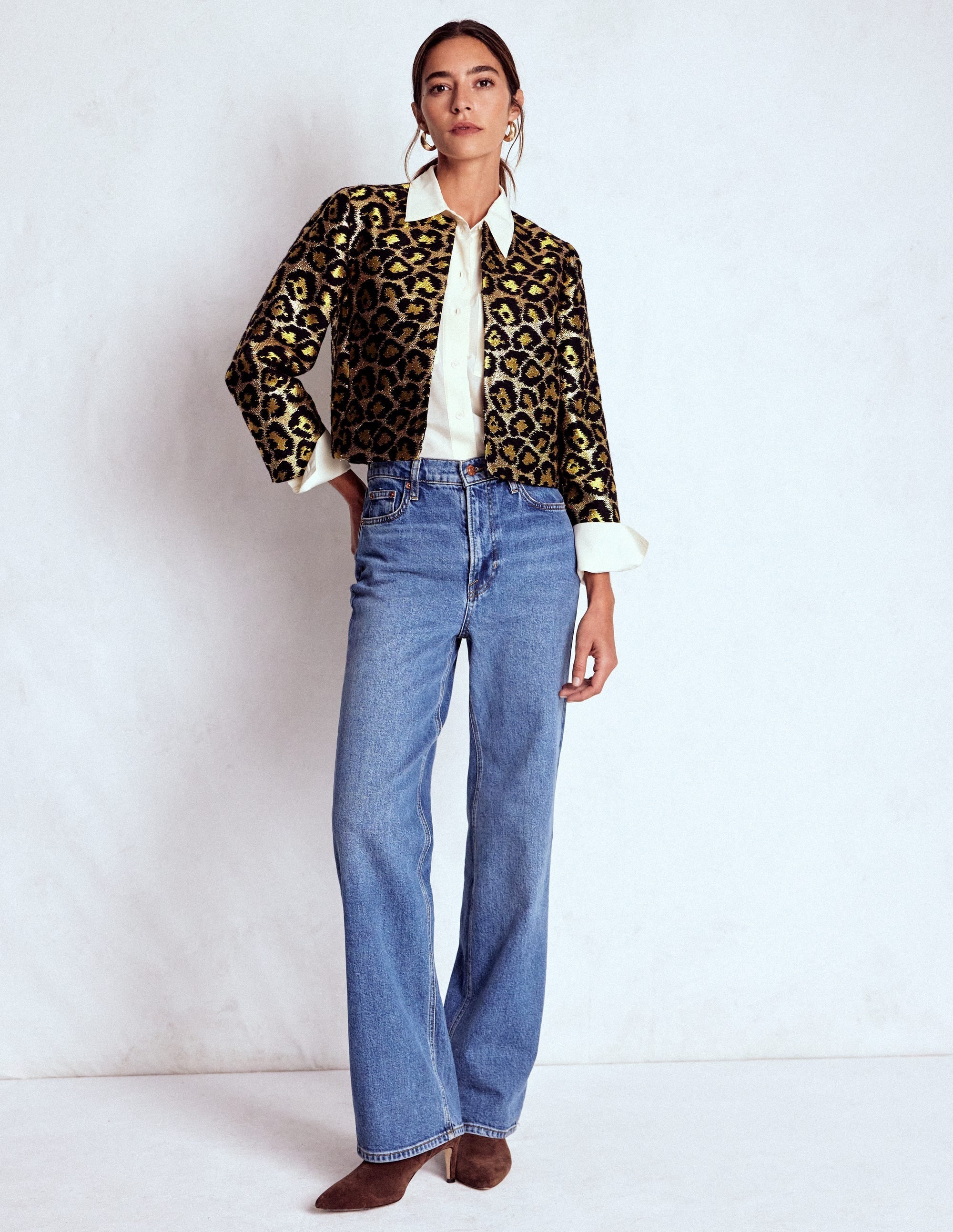 Jacquard Leopard Jacket-Leopard, Lurex Jacquard