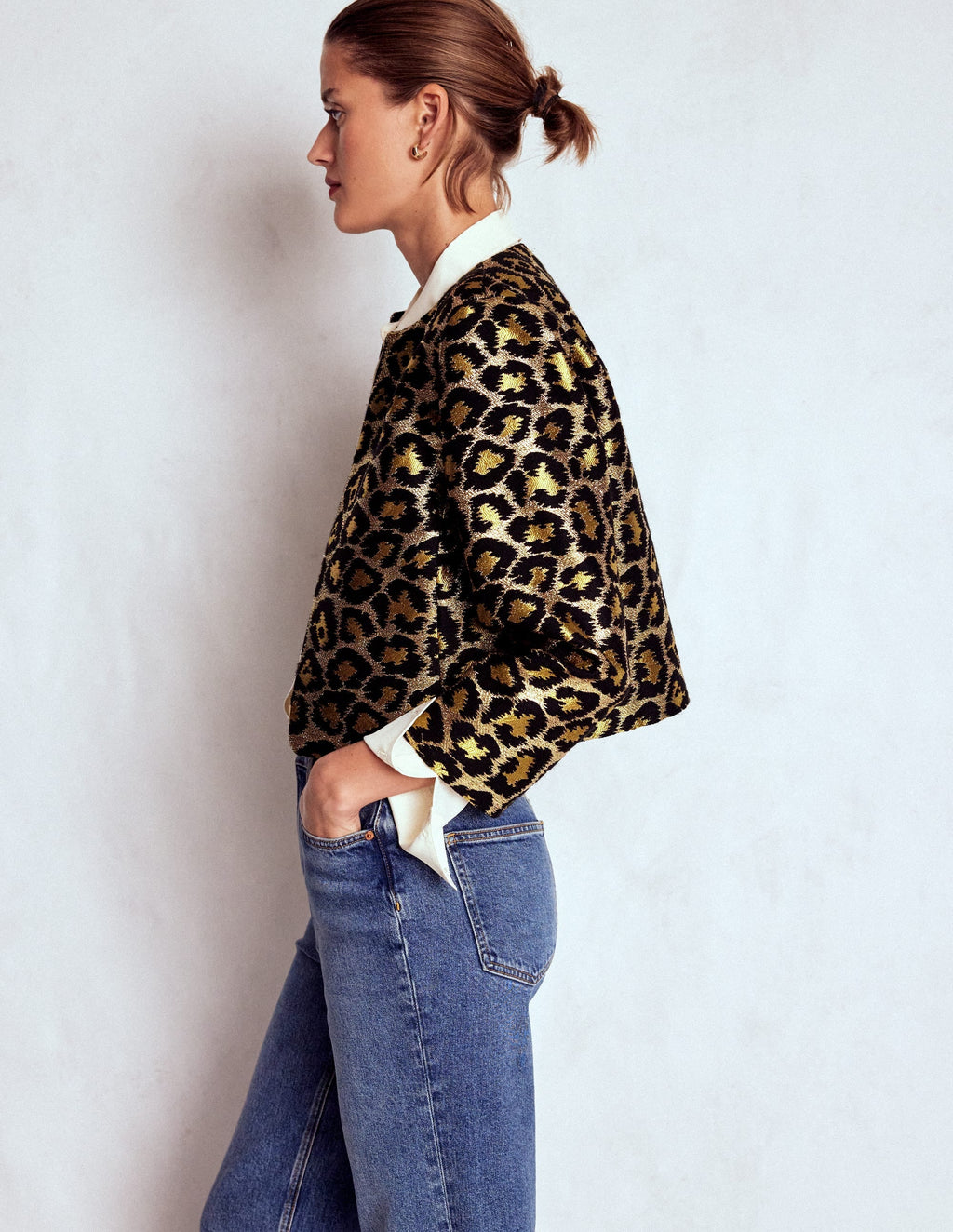 Jacquard Leopard Jacket-Leopard, Lurex Jacquard
