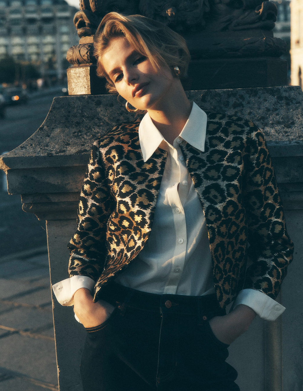 Jacquard Leopard Jacket-Leopard, Lurex Jacquard
