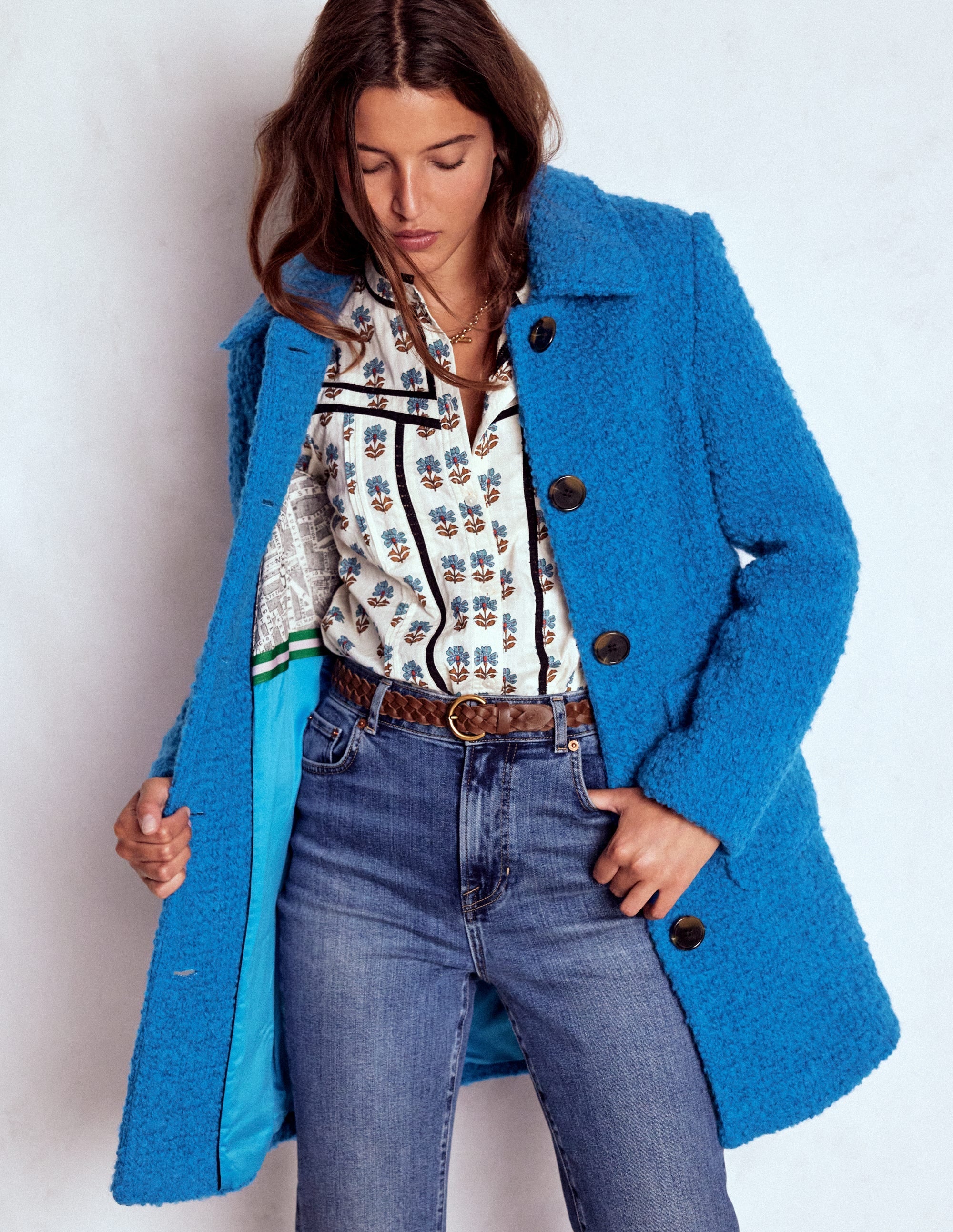Carlisle Textured Coat-Cobalt Blue