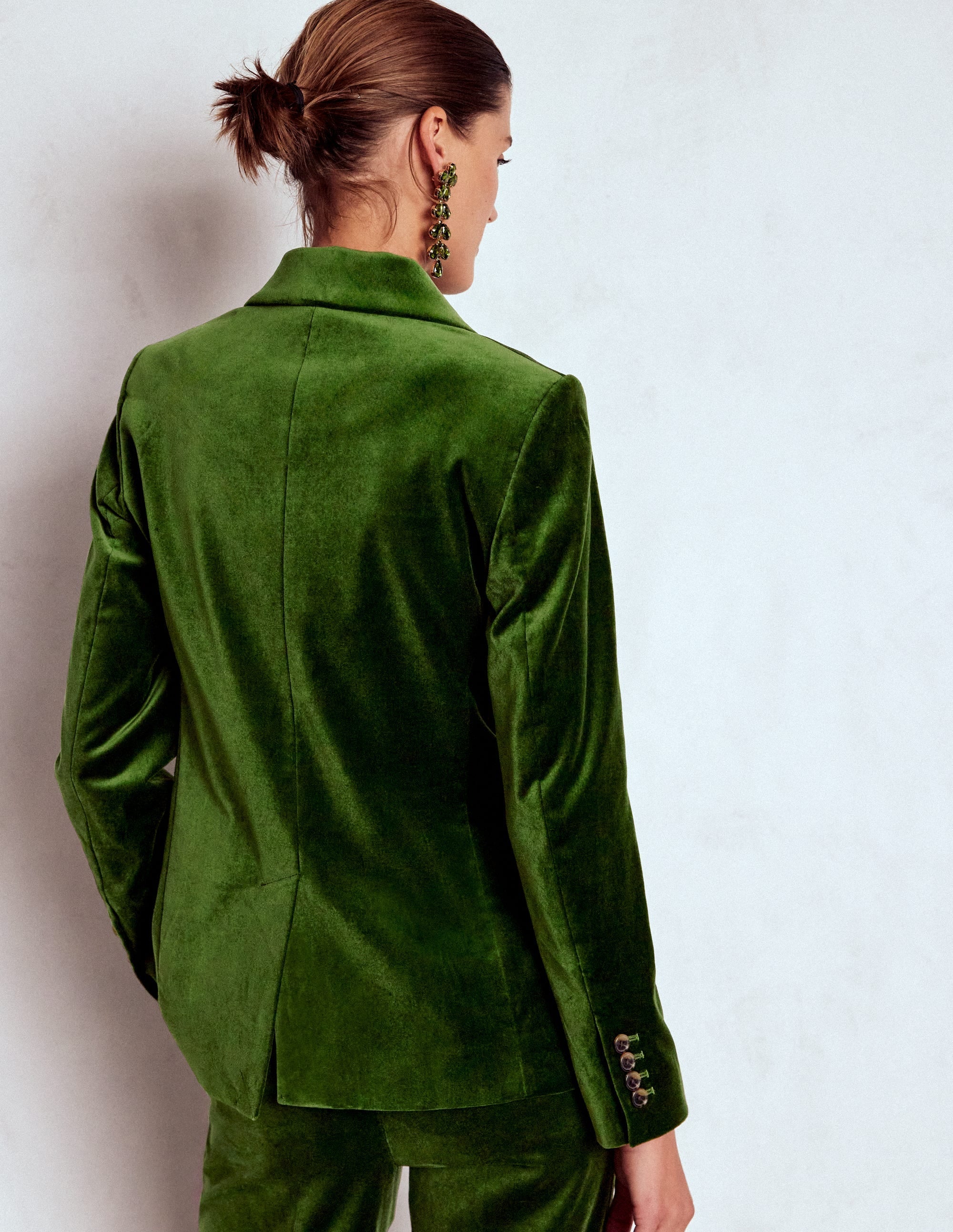 Stamford Velvet Blazer-Green Fir