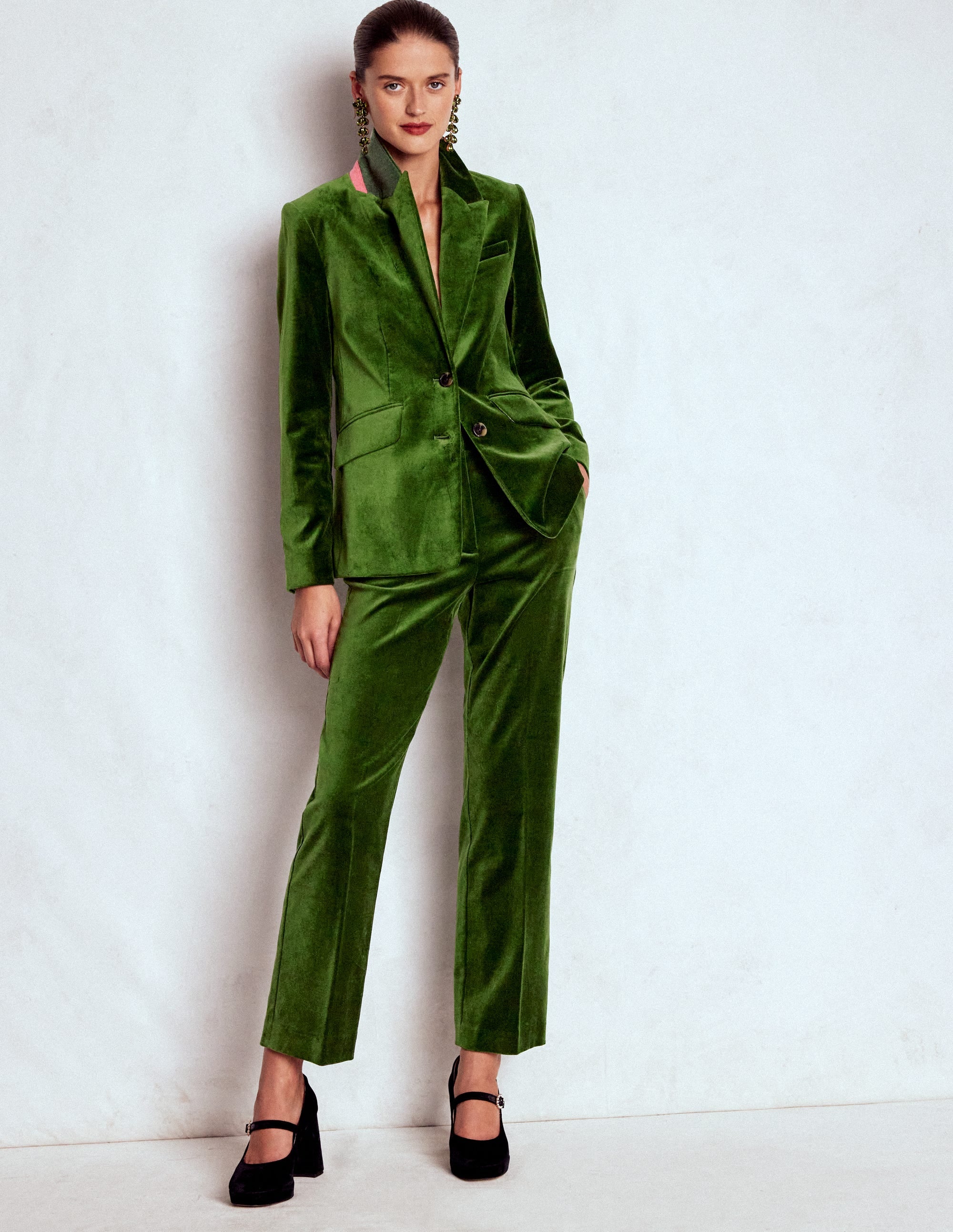 Stamford Velvet Blazer-Green Fir