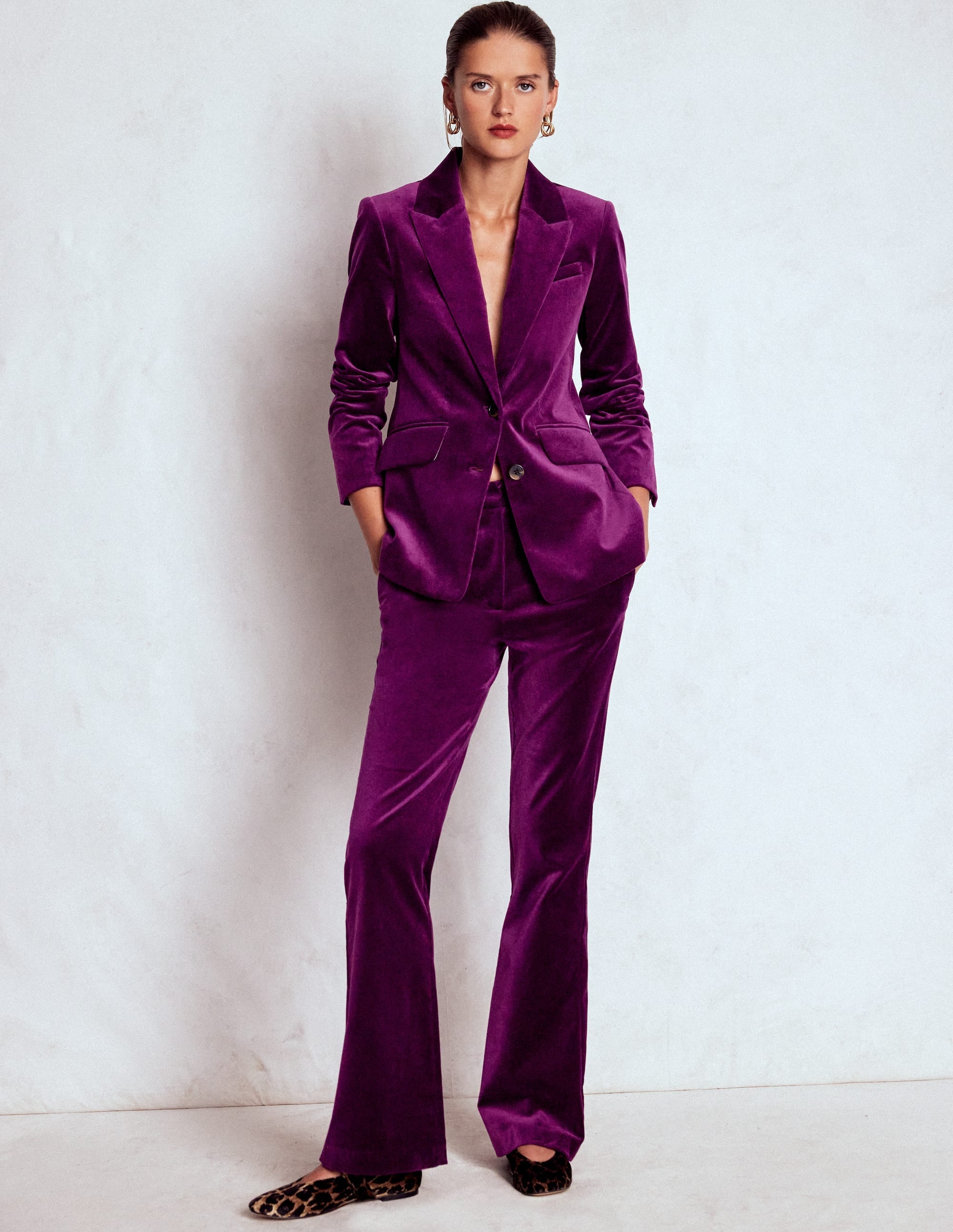 Stamford Velvet Blazer-Plum Jam