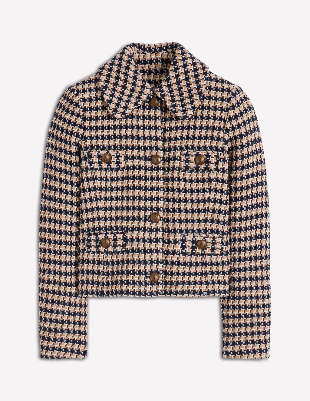 Button Up textured Jacket-CAMEL AND PINK TEXTURE