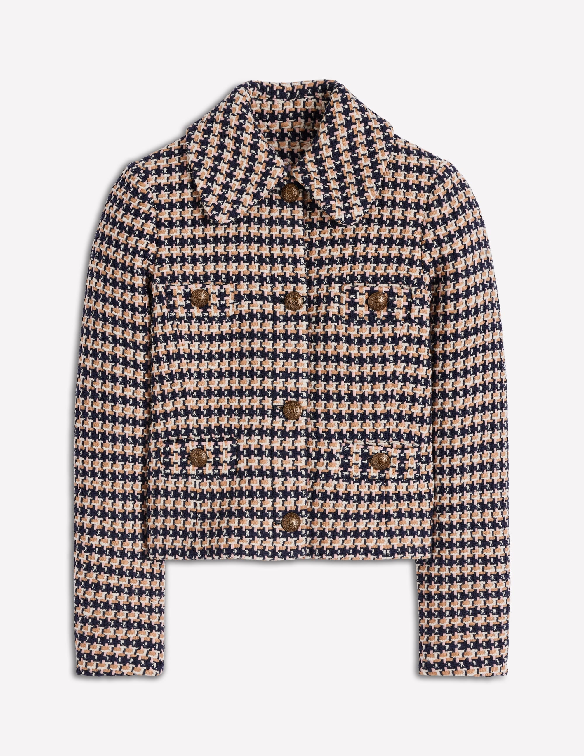 Button Up textured Jacket-CAMEL AND PINK TEXTURE