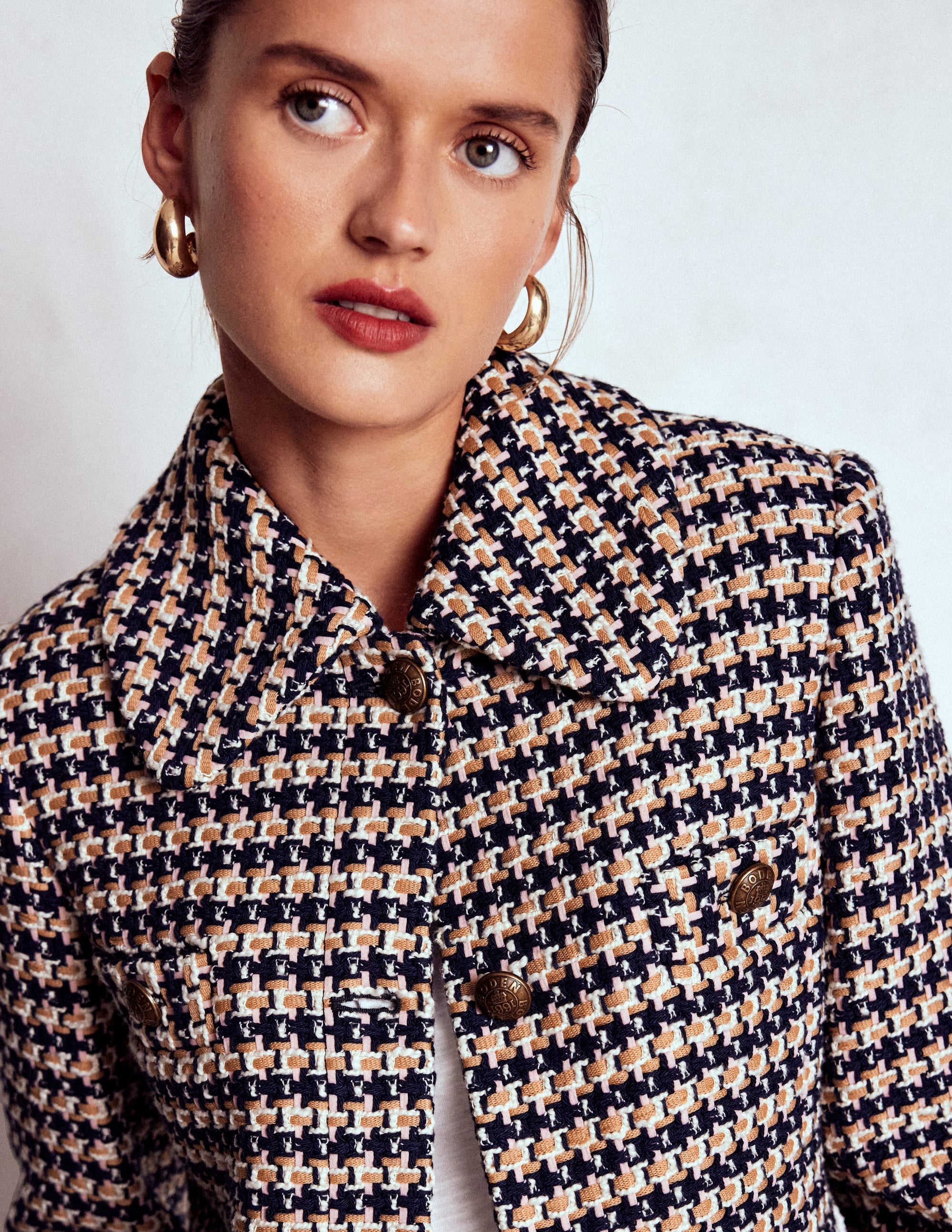 Button Up textured Jacket-CAMEL AND PINK TEXTURE