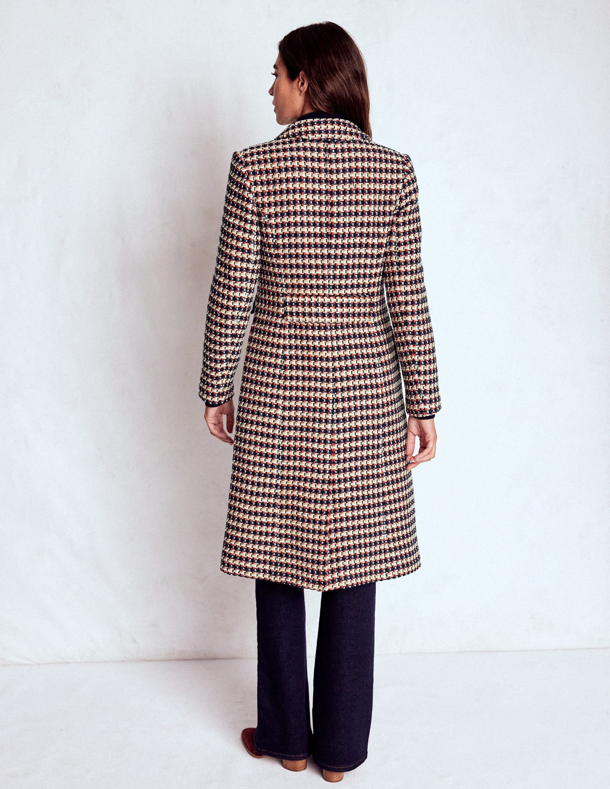 Pocket Detail Coat-Camel, Navy Red