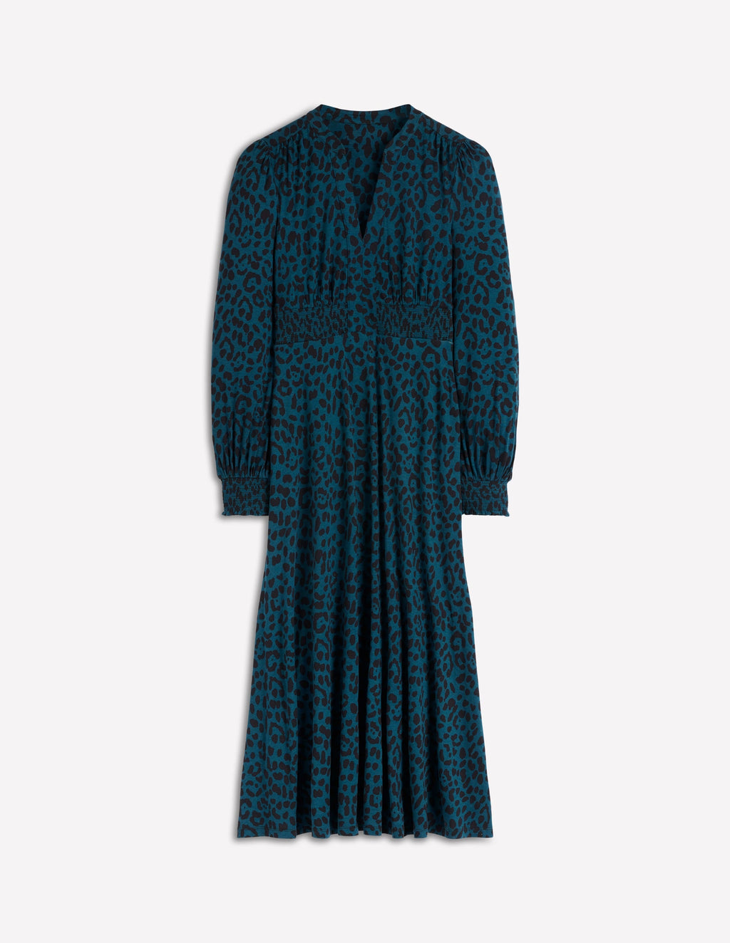 Ivy Smocked Midi Dress-Moonlit Ocean, Brushed Animal