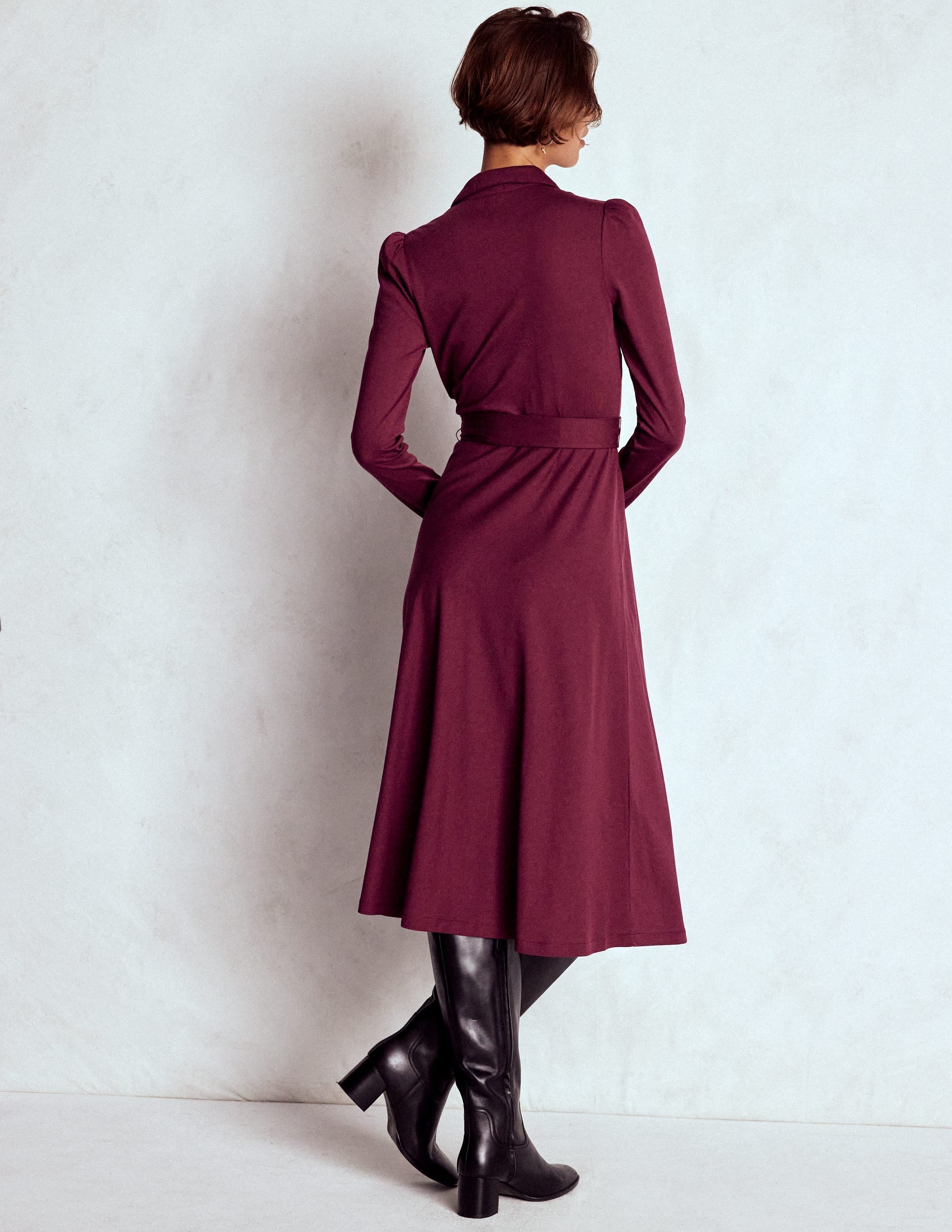 Imogen Collared Jersey Dress-Deep Wisteria