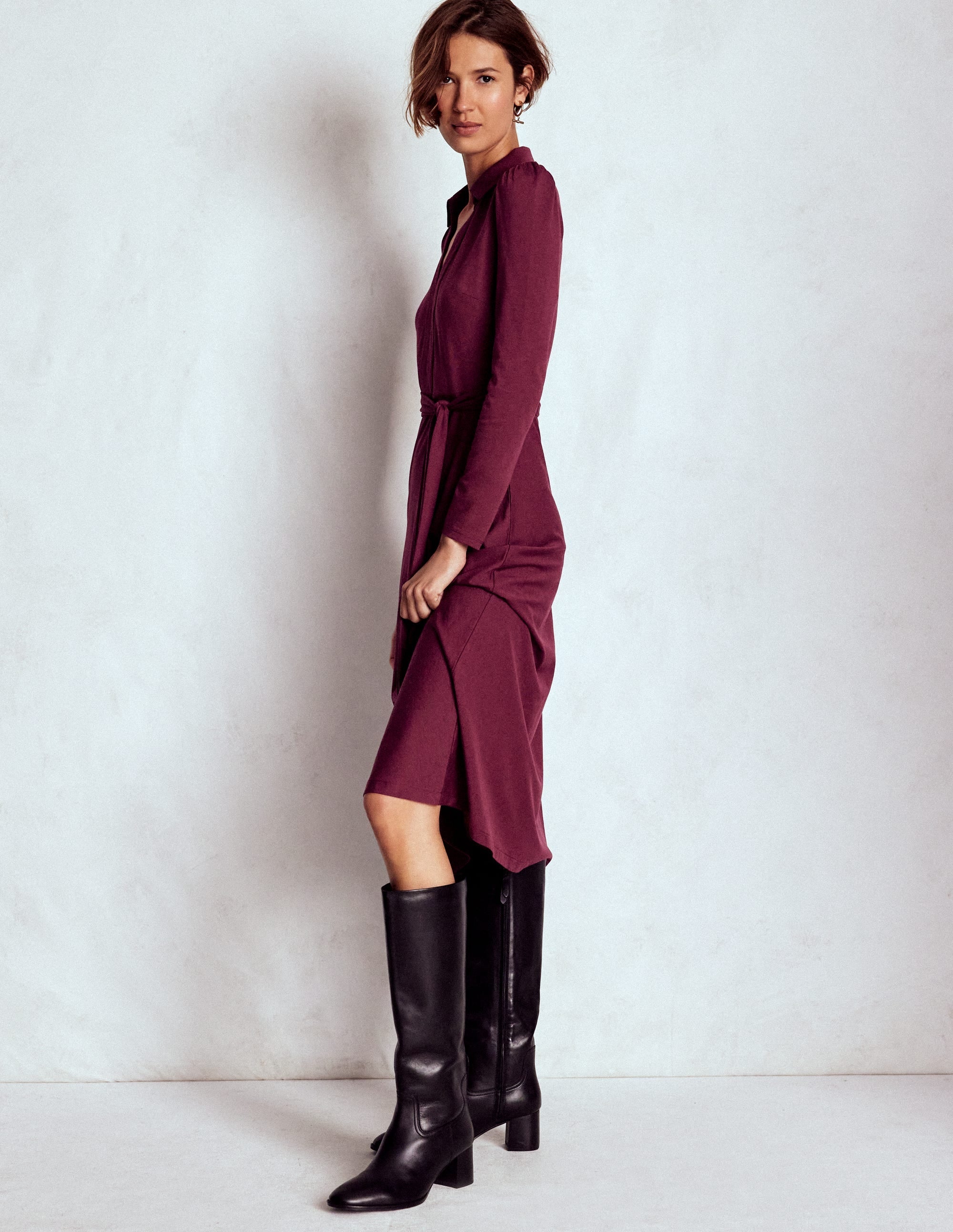 Imogen Collared Jersey Dress-Deep Wisteria