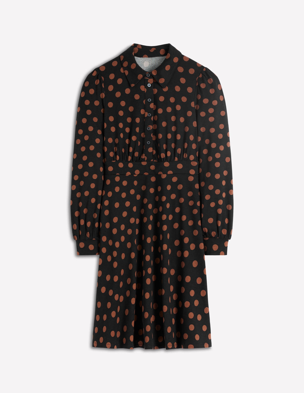Orla Short Jersey Shirt Dress-Russet, Painted Dot