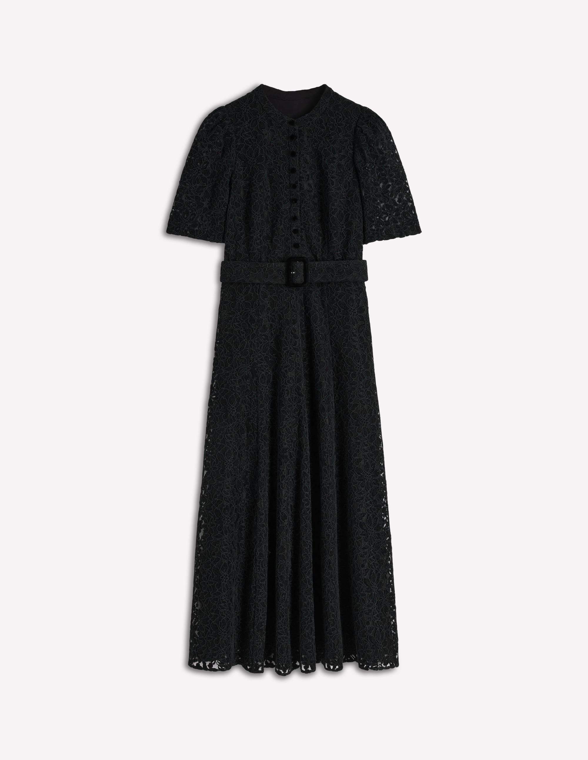 Kate Puff Sleeve Lace Dress-Black