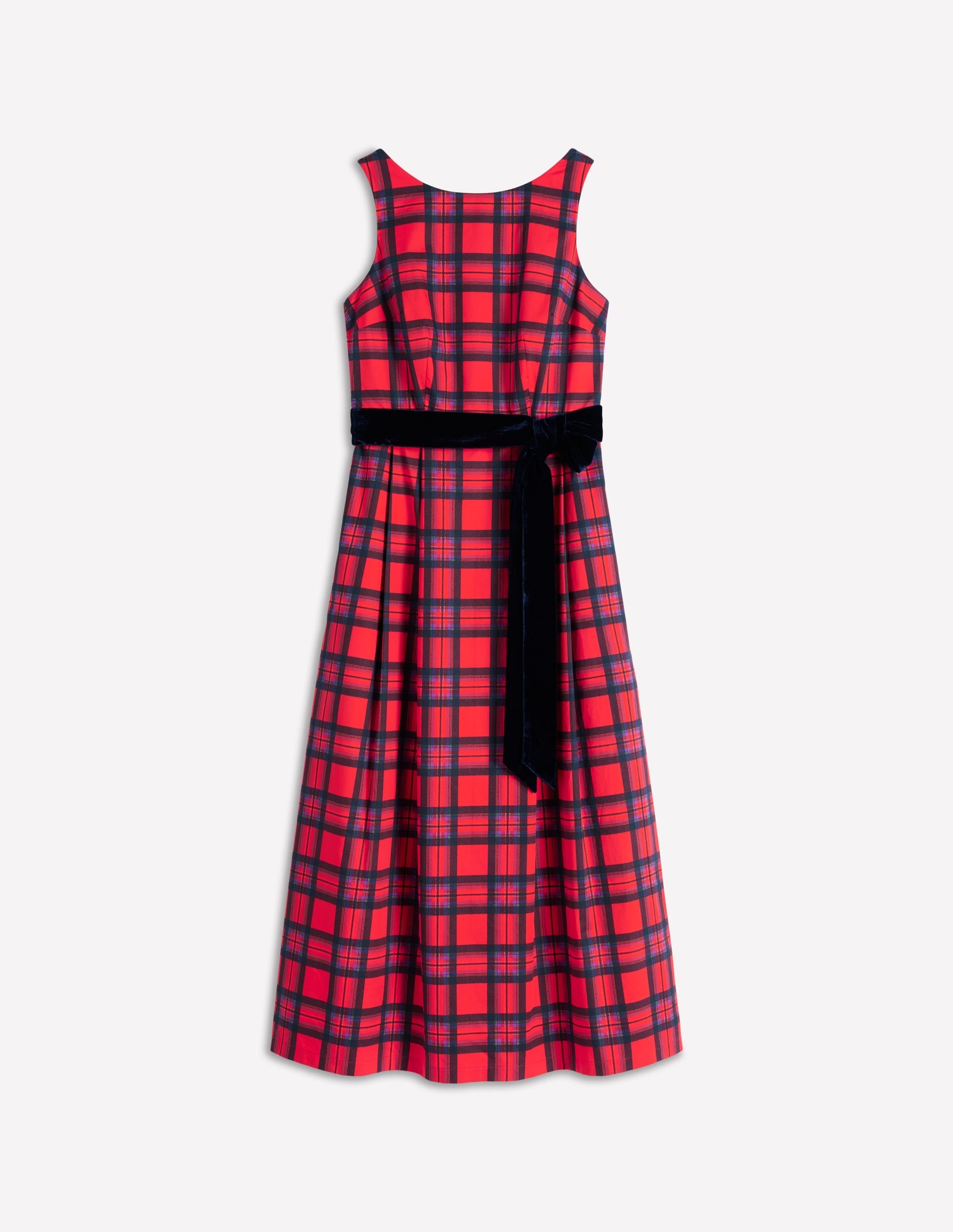 Scoop Back Check Dress-Red, Navy and Purple Check