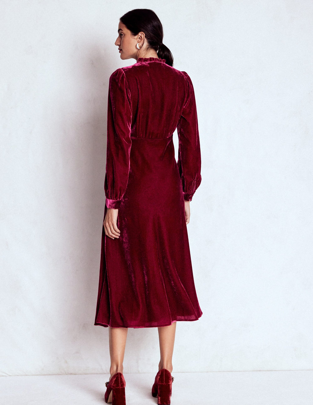 Cassie Velvet Tea Dress-Rumba Red