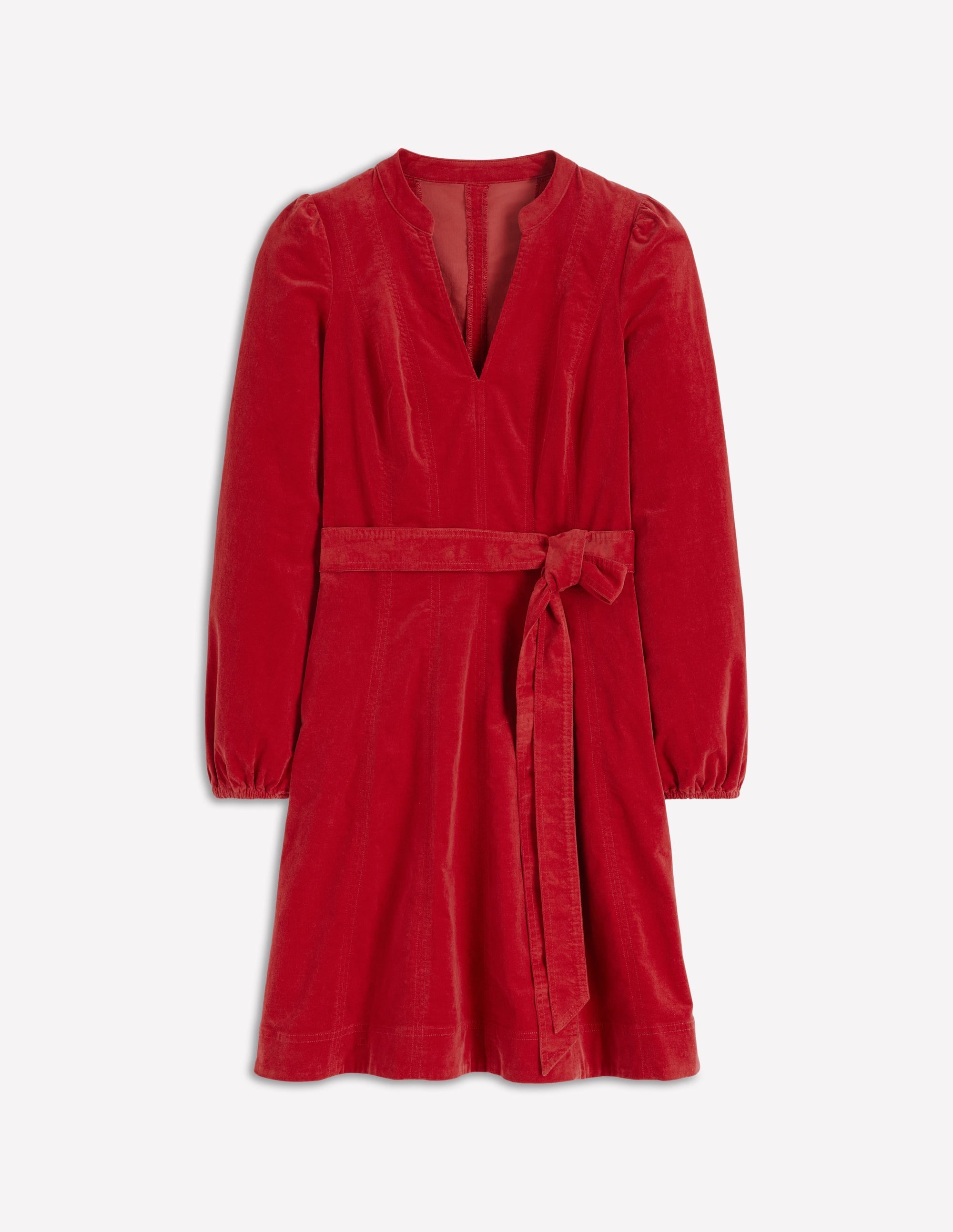 Ros Panelled Cord Short Dress-Crimson Red