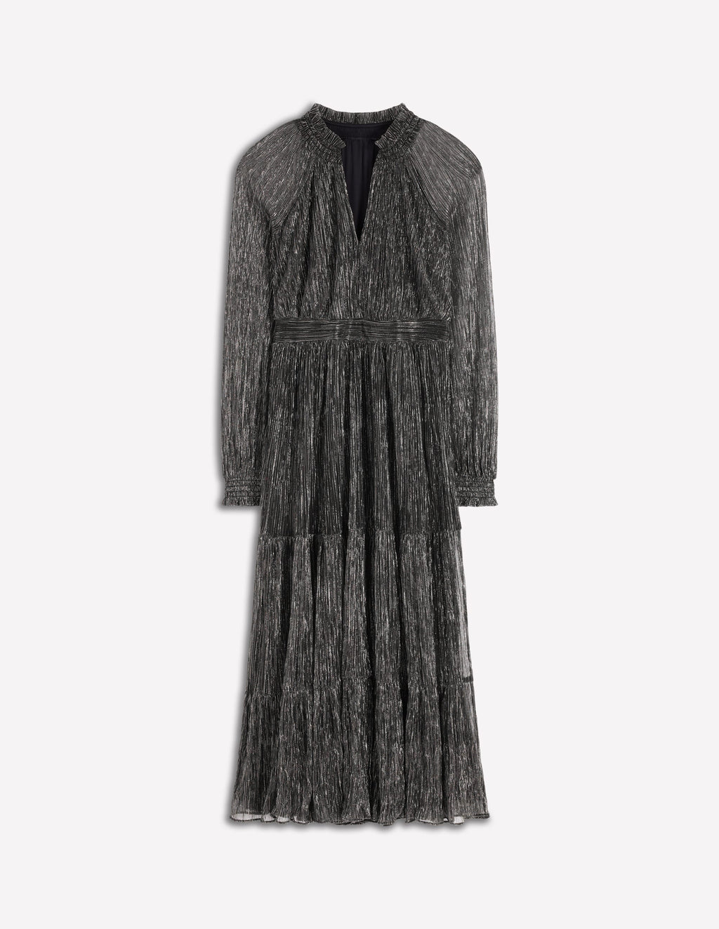 Lucille Smocked Sparkle Dress-Black and Gold