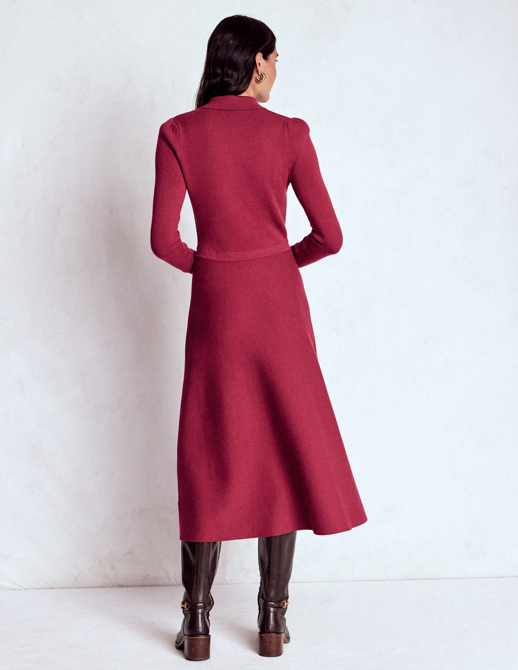 Fiona Zip Front Knitted Dress-Ruby Red