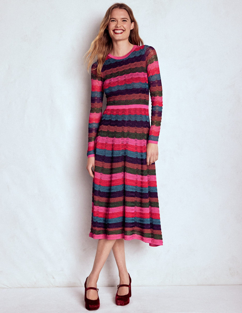 Metallic Wave Dress-Multi Stripe