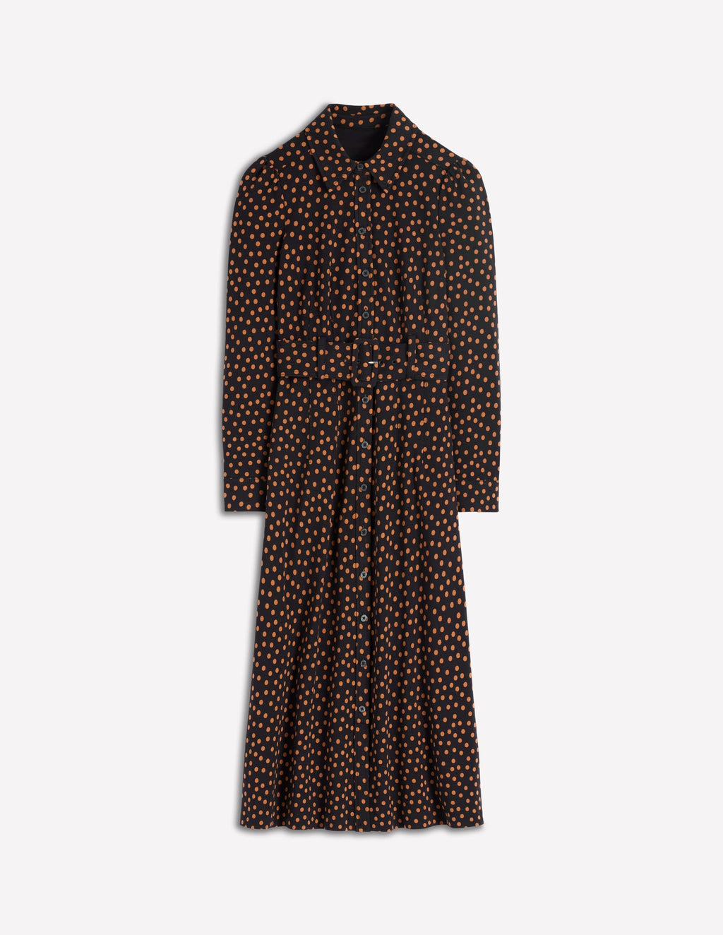 Anita Long Sleeve Shirt Dress-Black, Painted Dot