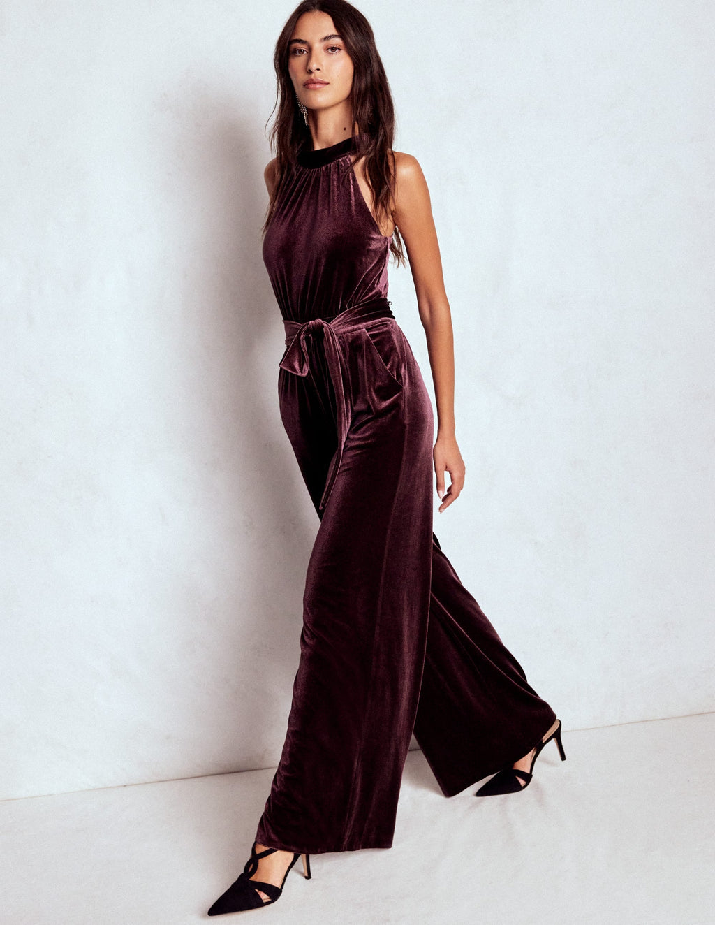 Jersey Halter Jumpsuit-Dark Cherry
