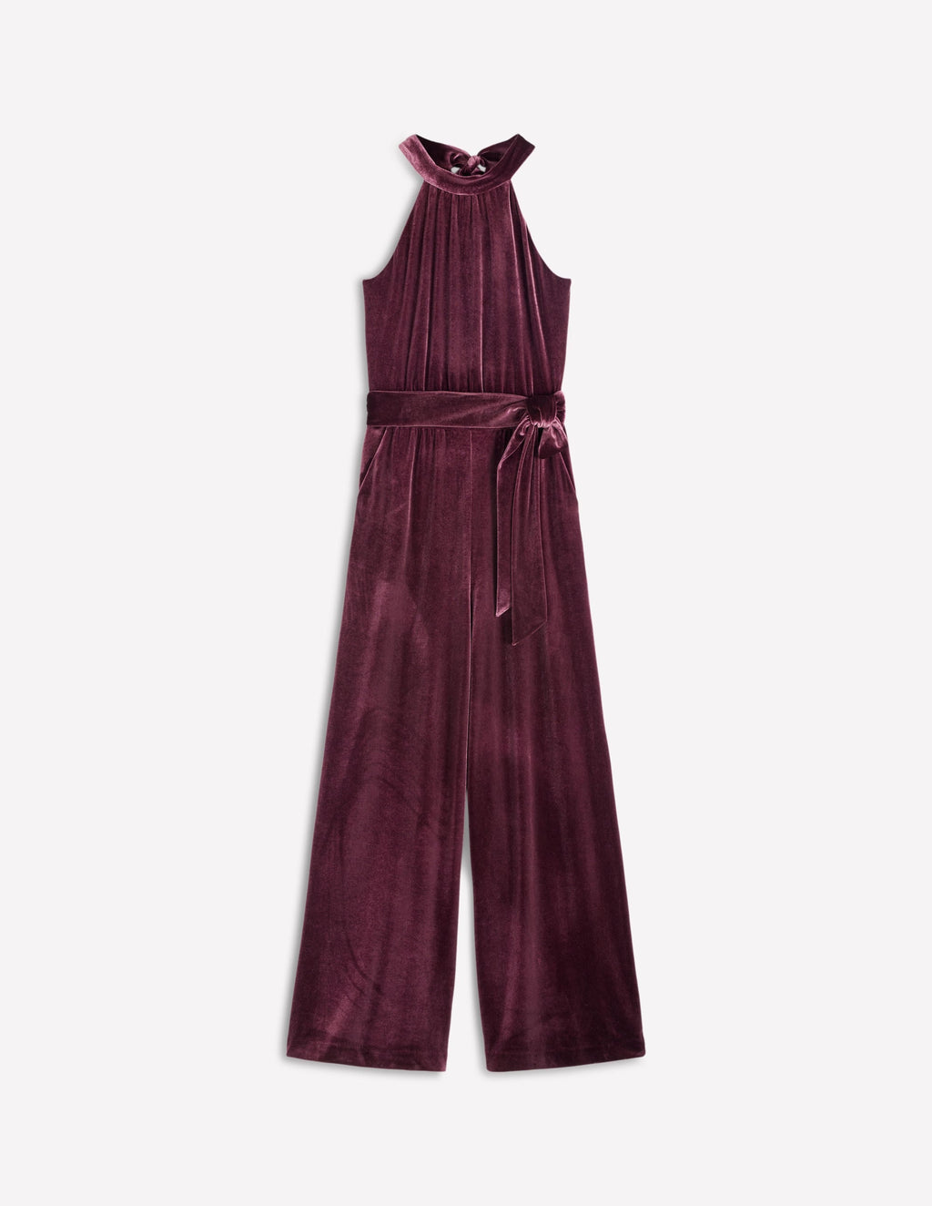 Jersey Halter Jumpsuit-Dark Cherry