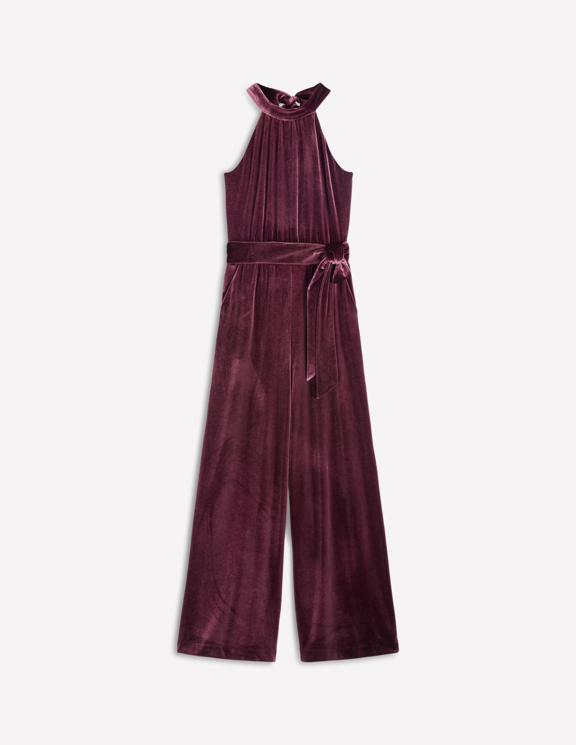 Jersey Halter Jumpsuit-Dark Cherry