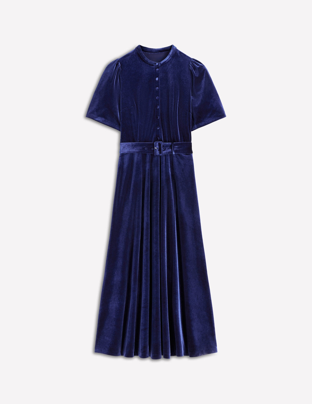 Kate Velvet Shirt Dress-Sapphire Blue